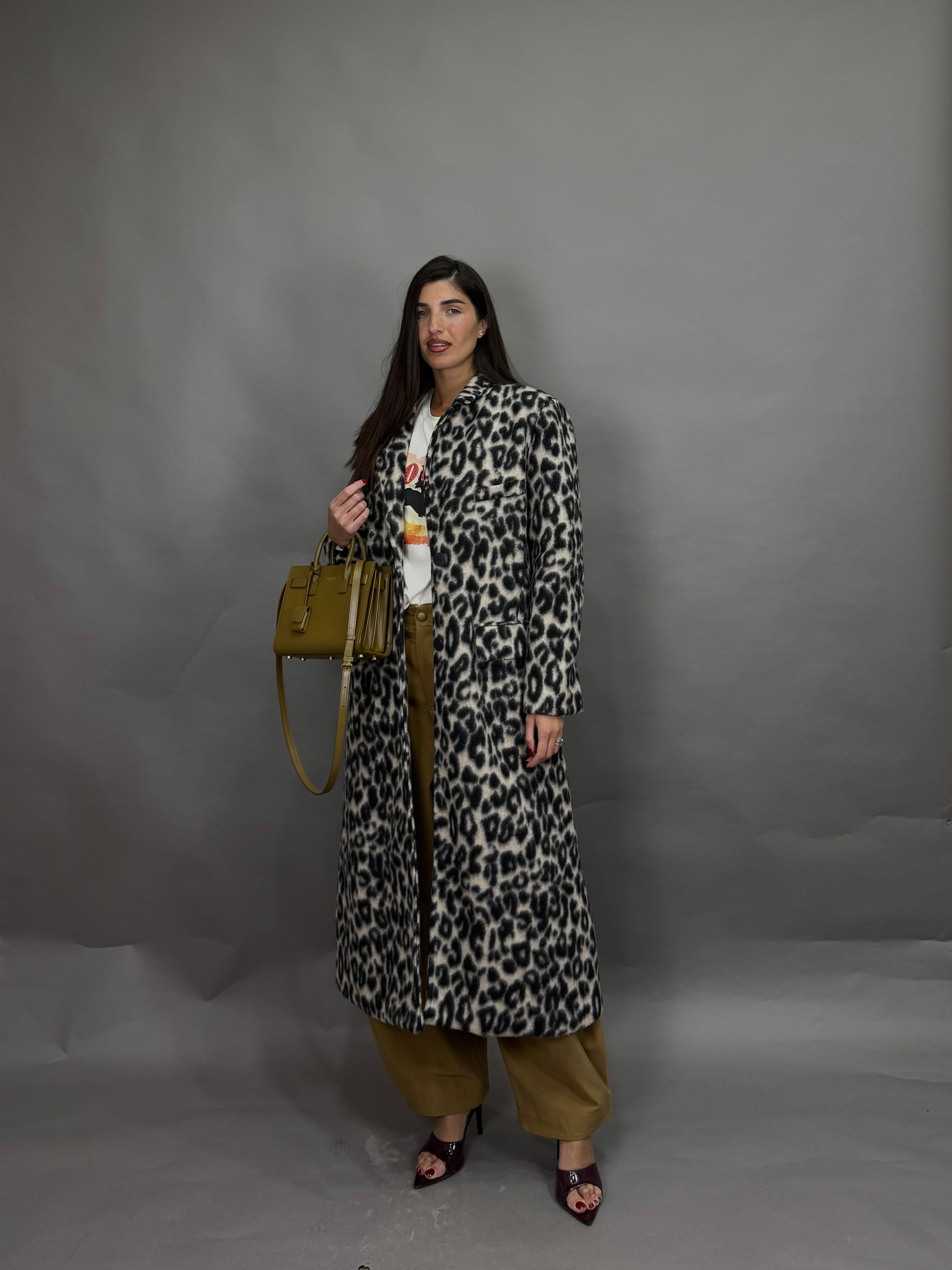 Cappotto leopardato nero