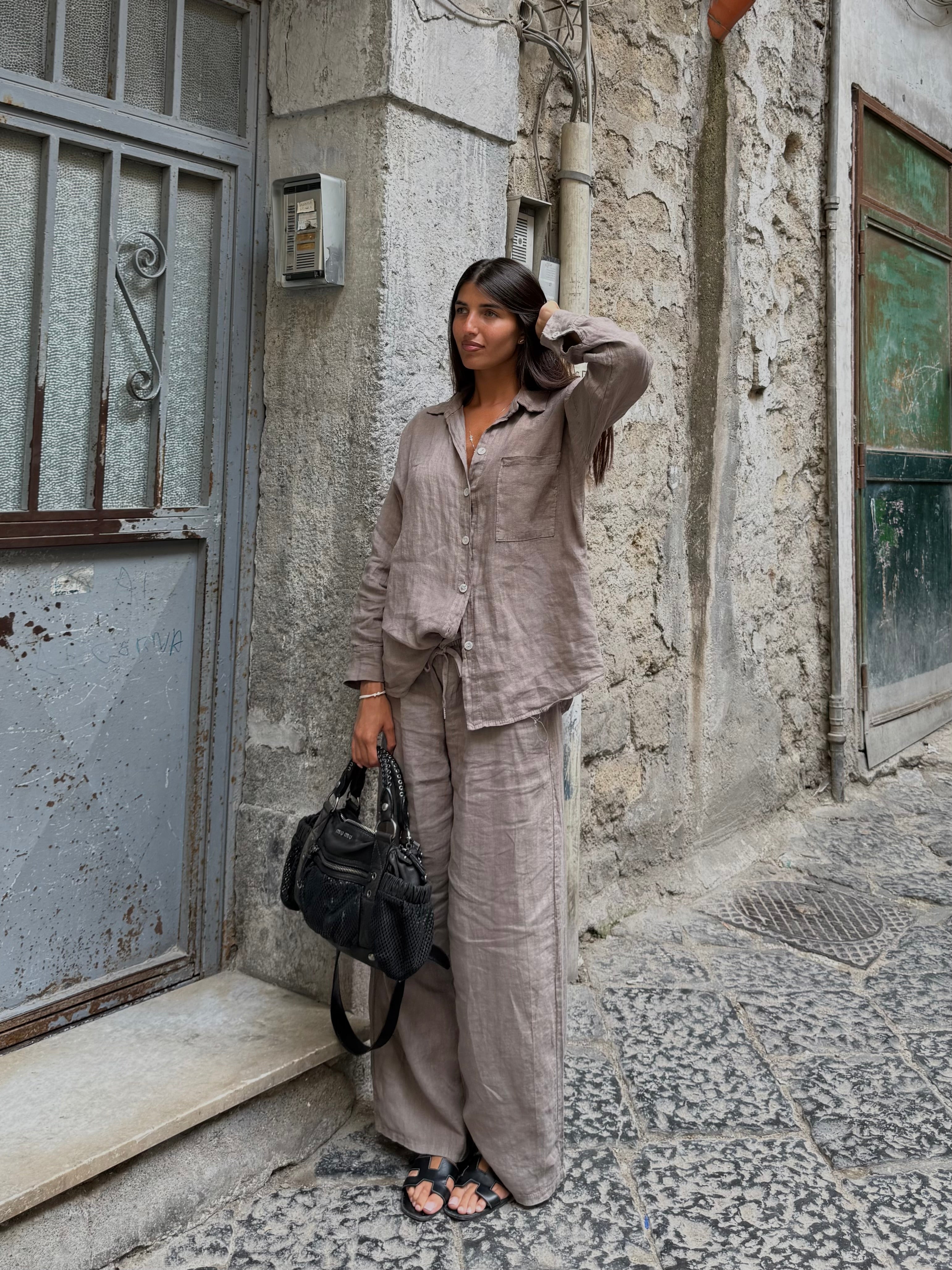 Pantalone lino fango - LadyB Shop Online