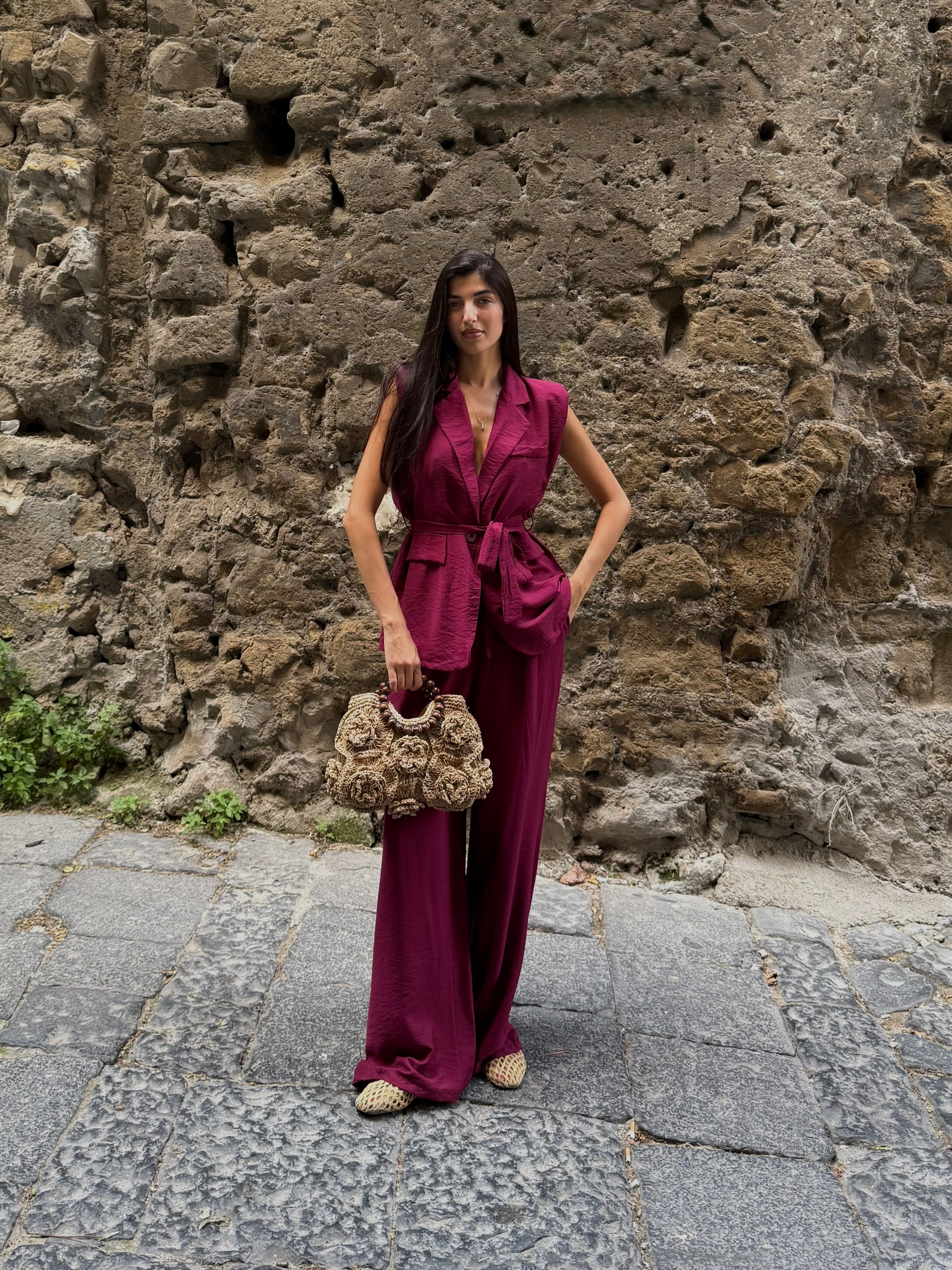 Completo con gilet in viscosa