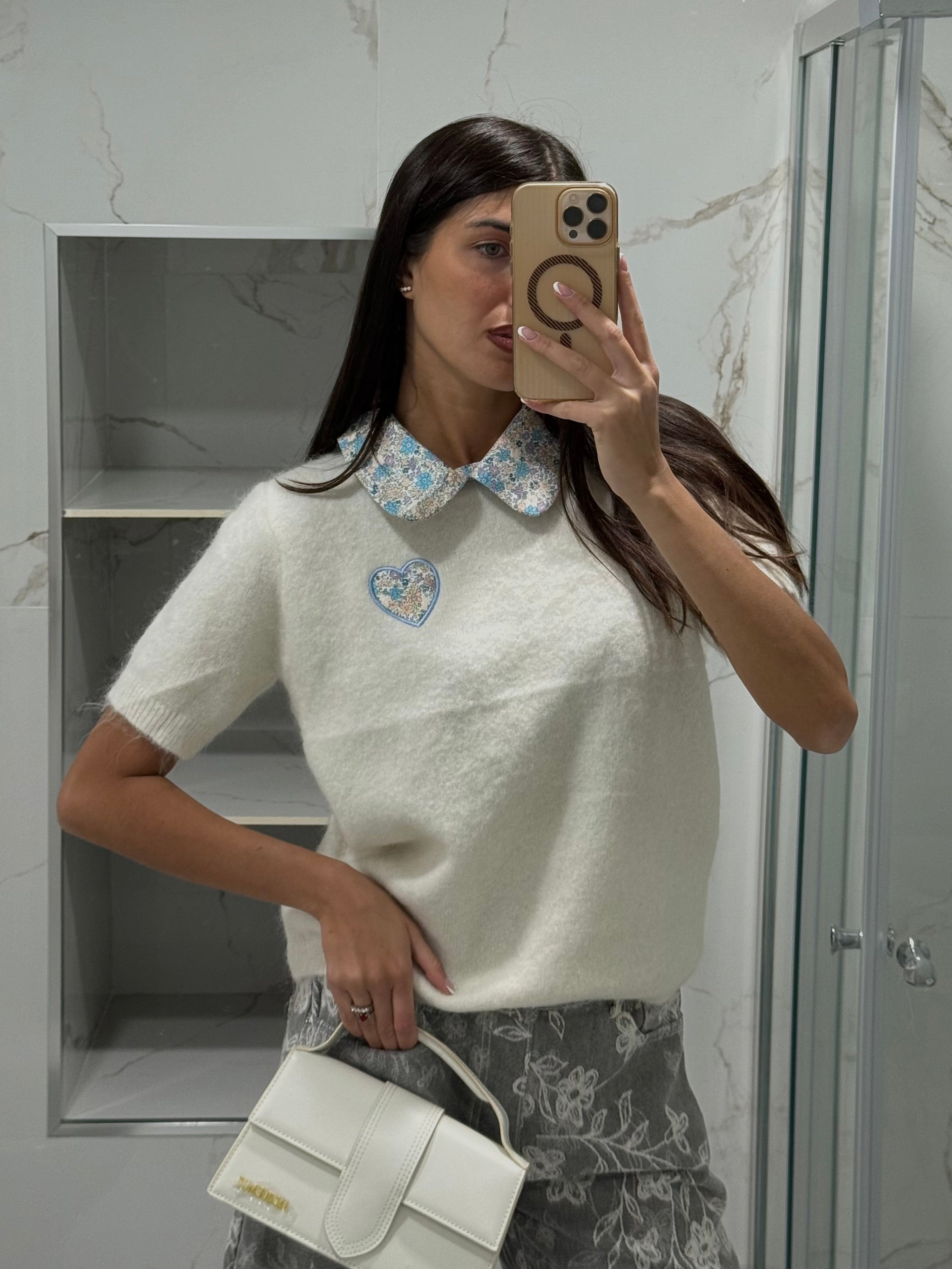 Maglioncino fiorellini azzurro