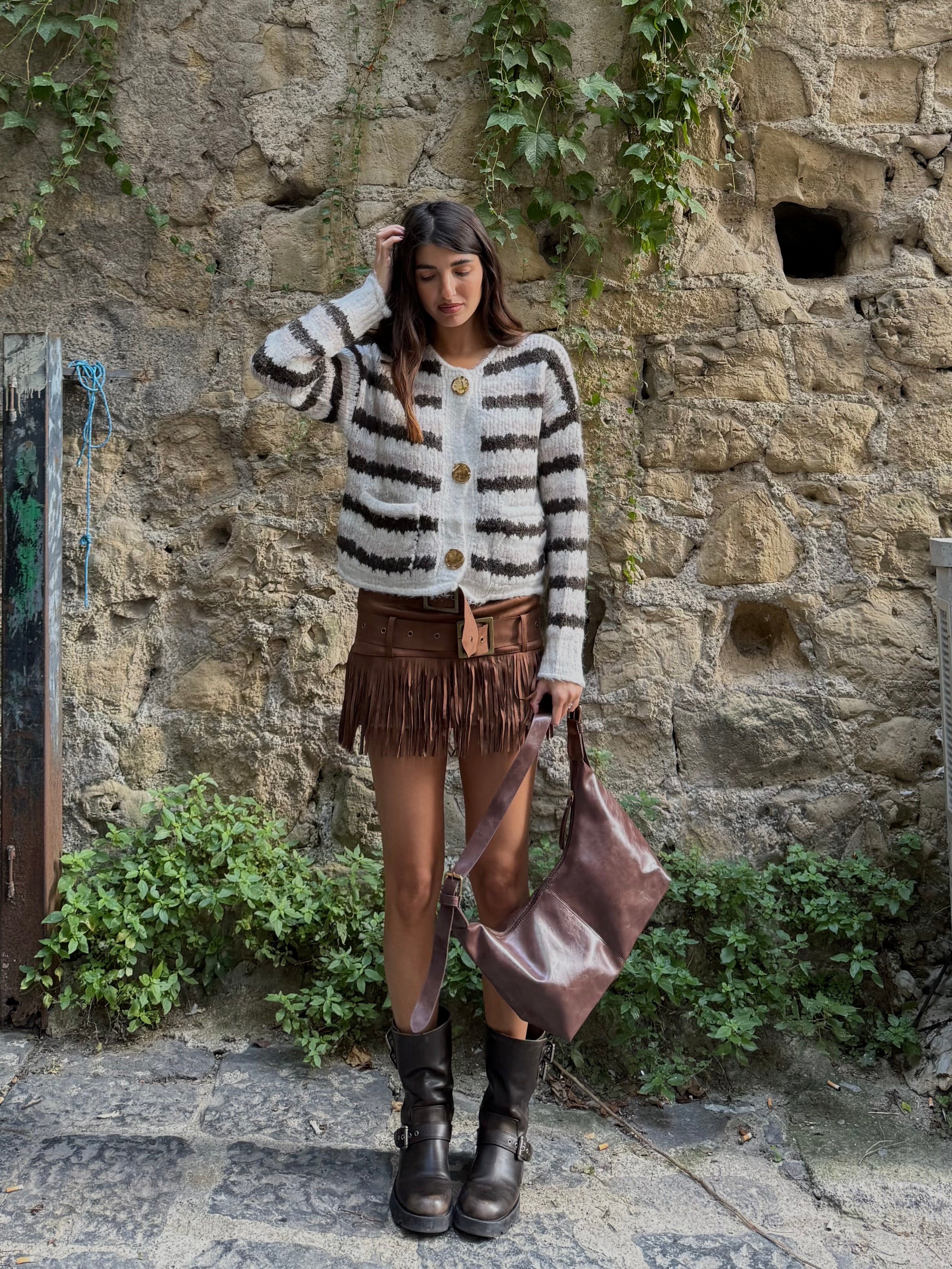 Cardigan lana a righe