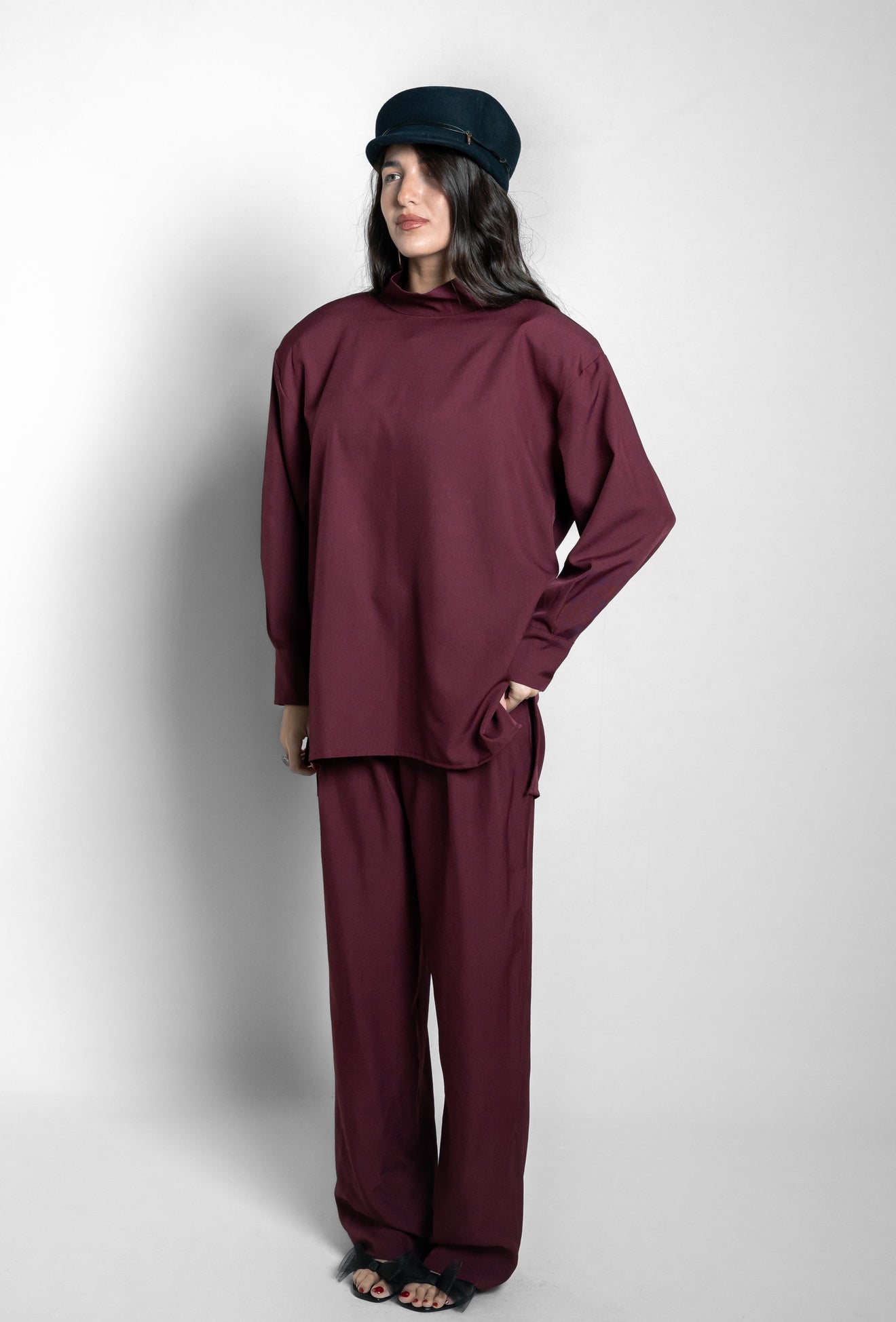 Blusa spallina bordeaux