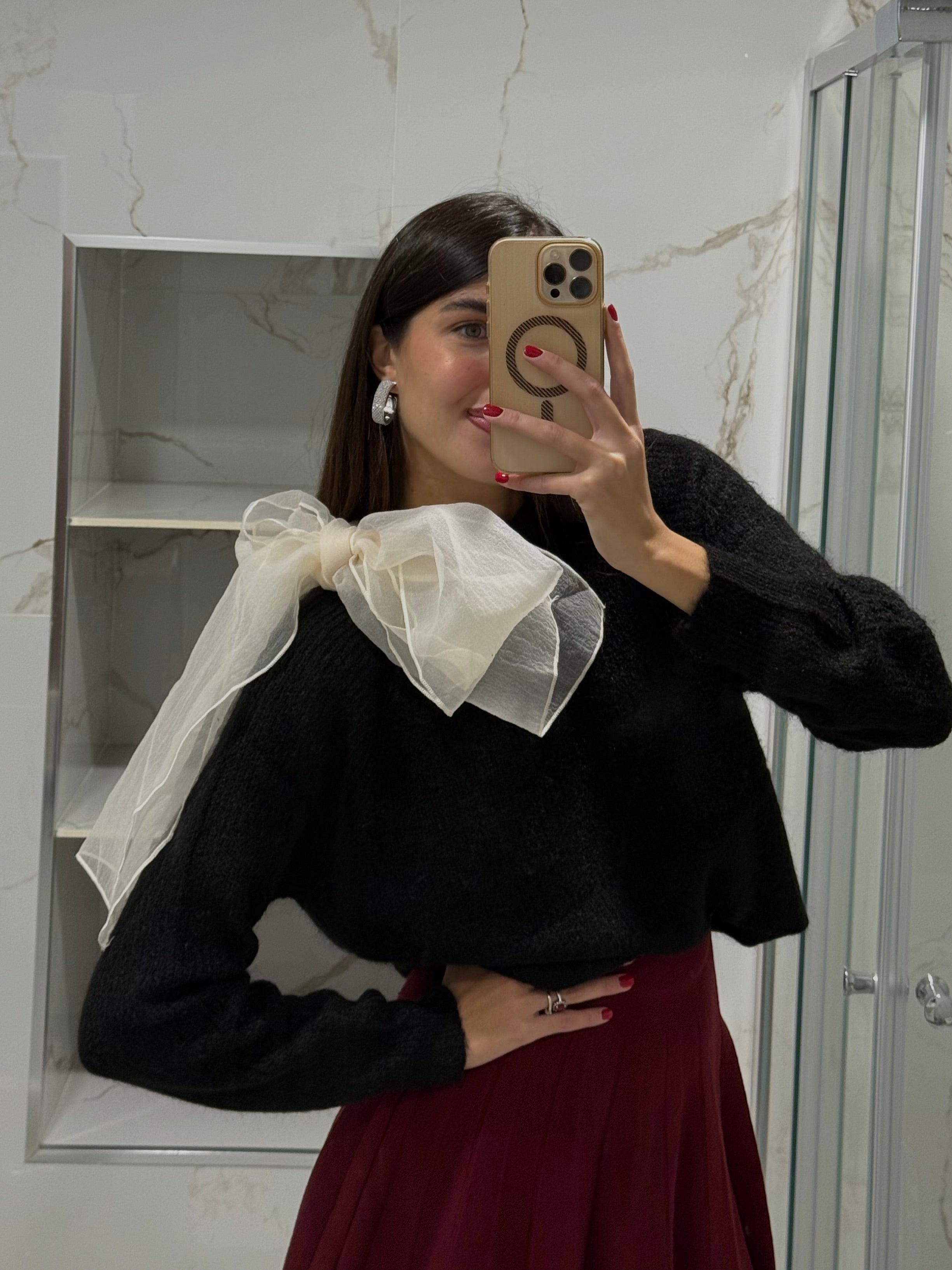 Maglione fiocco organza