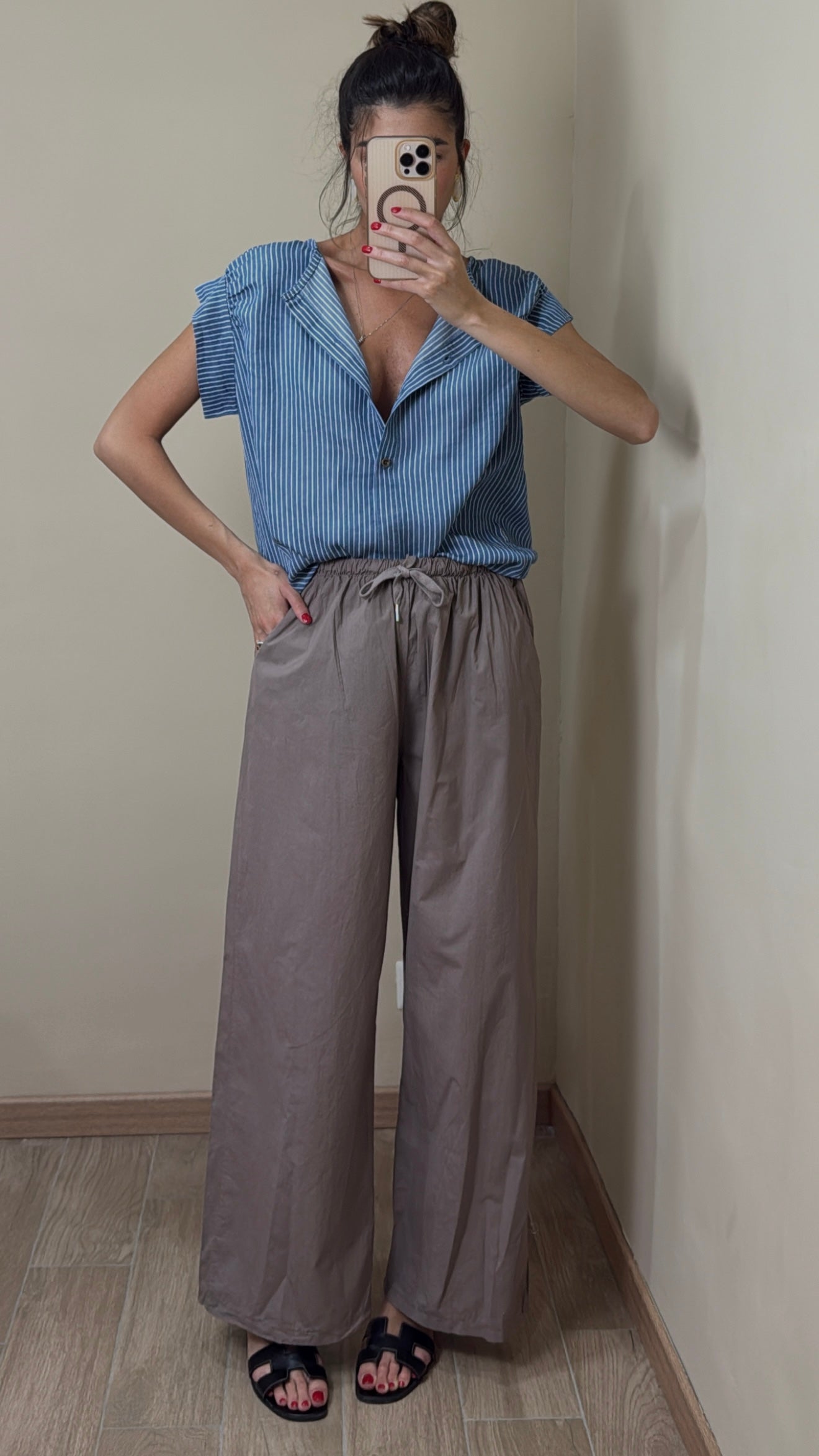 Pantalone in cotone fango - LadyB Shop Online