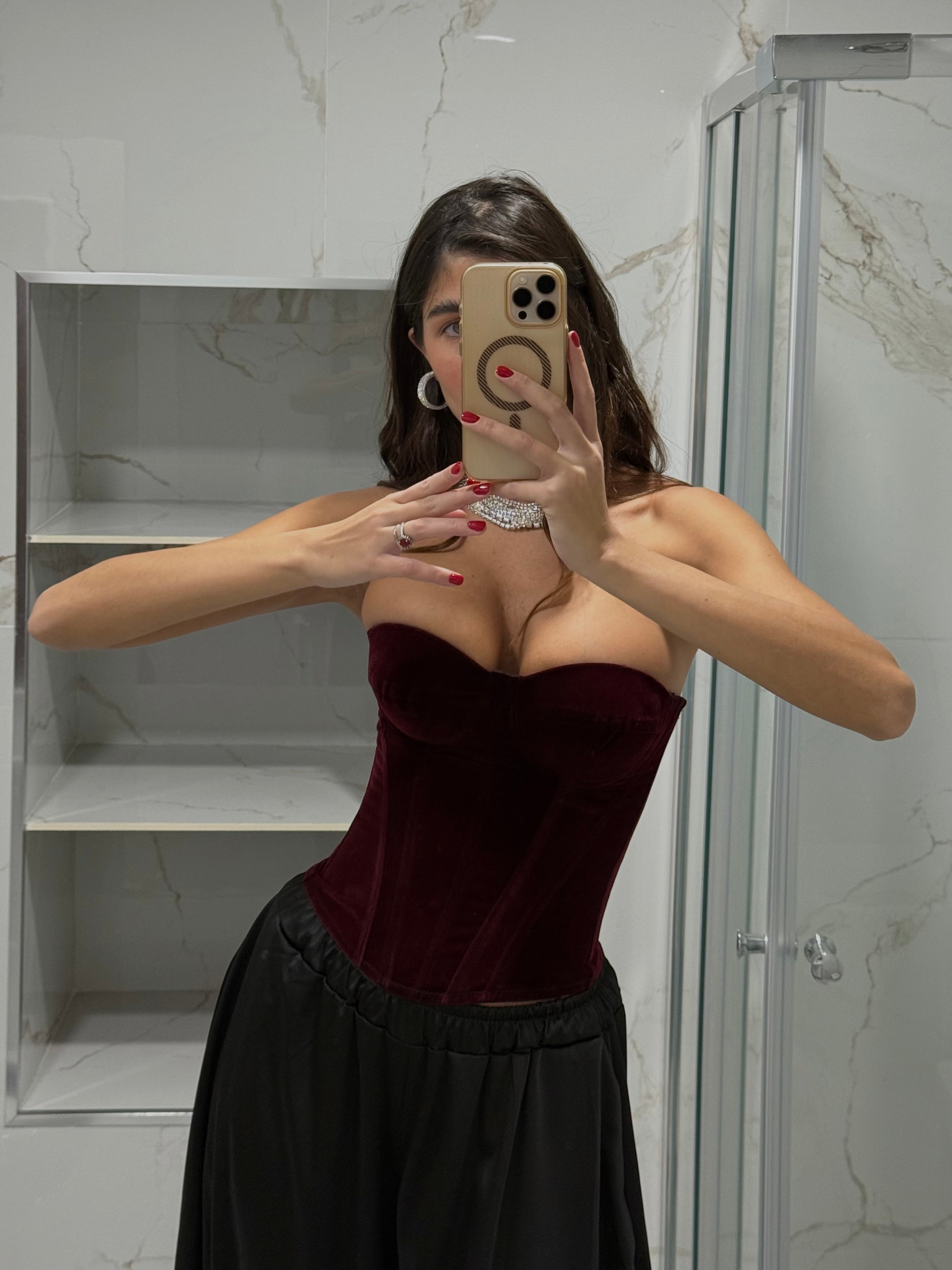 Corpetto velluto bordeaux