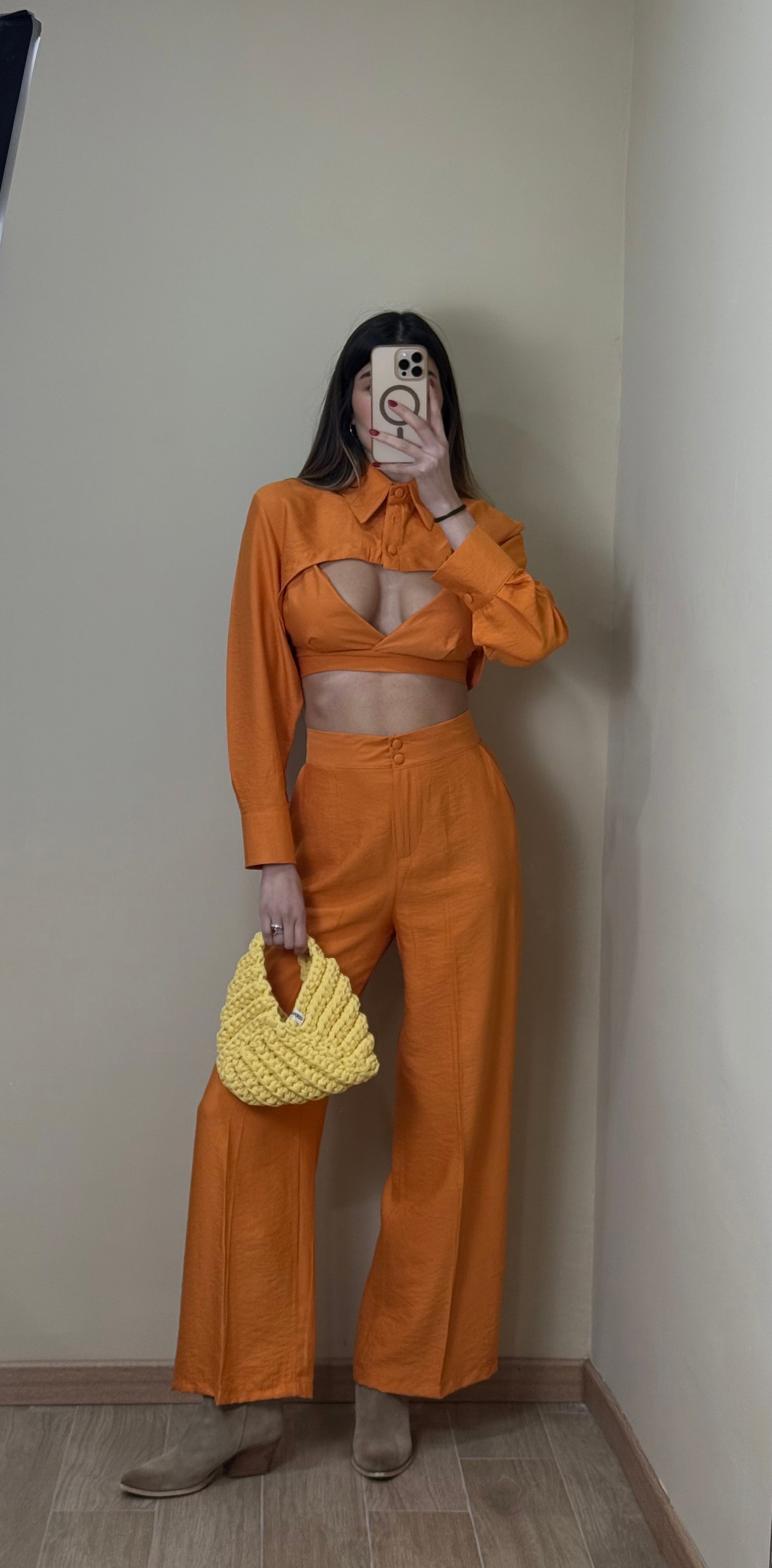 Coordinato misto lino arancio - LadyB Shop Online