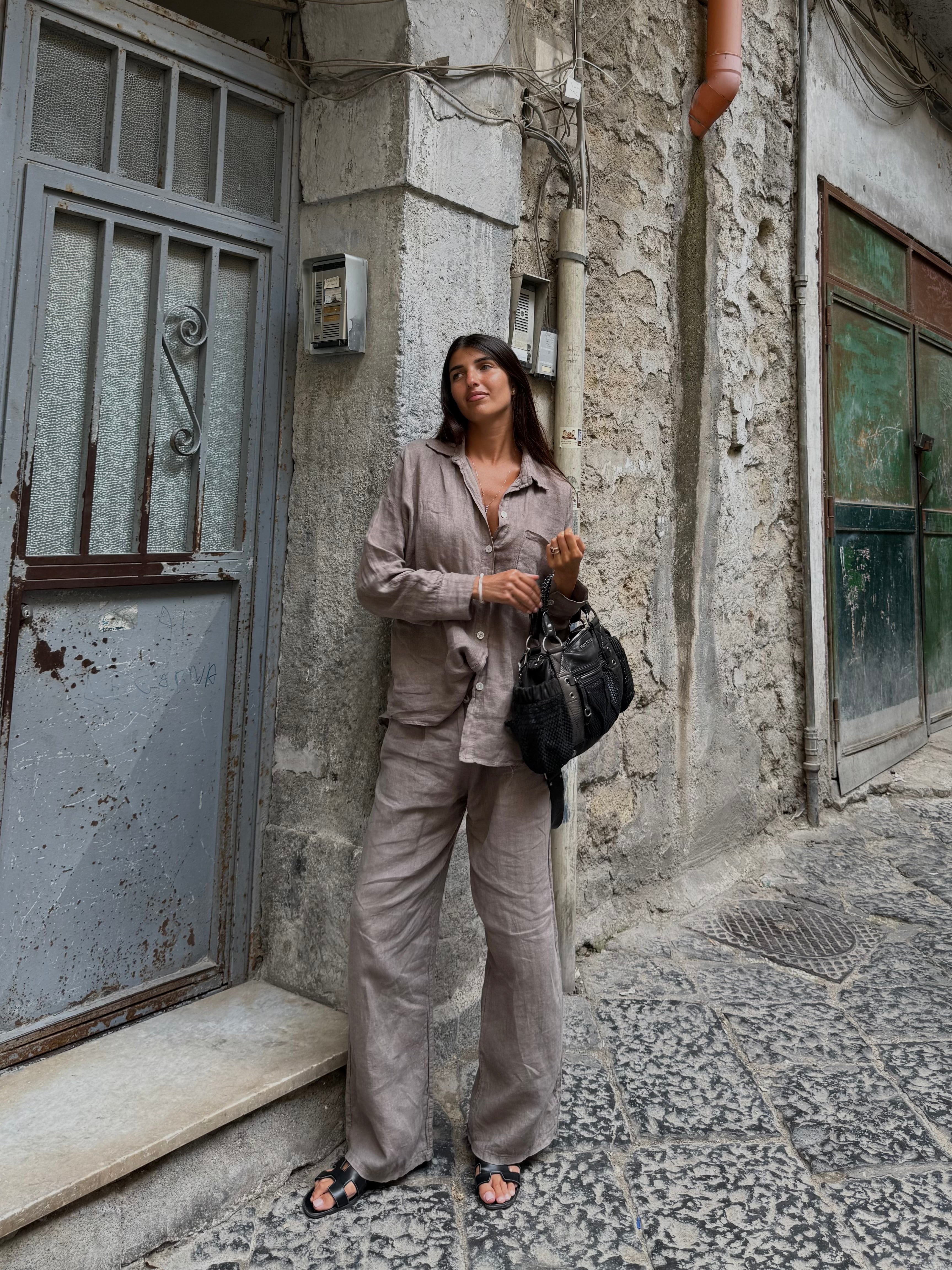 Pantalone lino fango - LadyB Shop Online