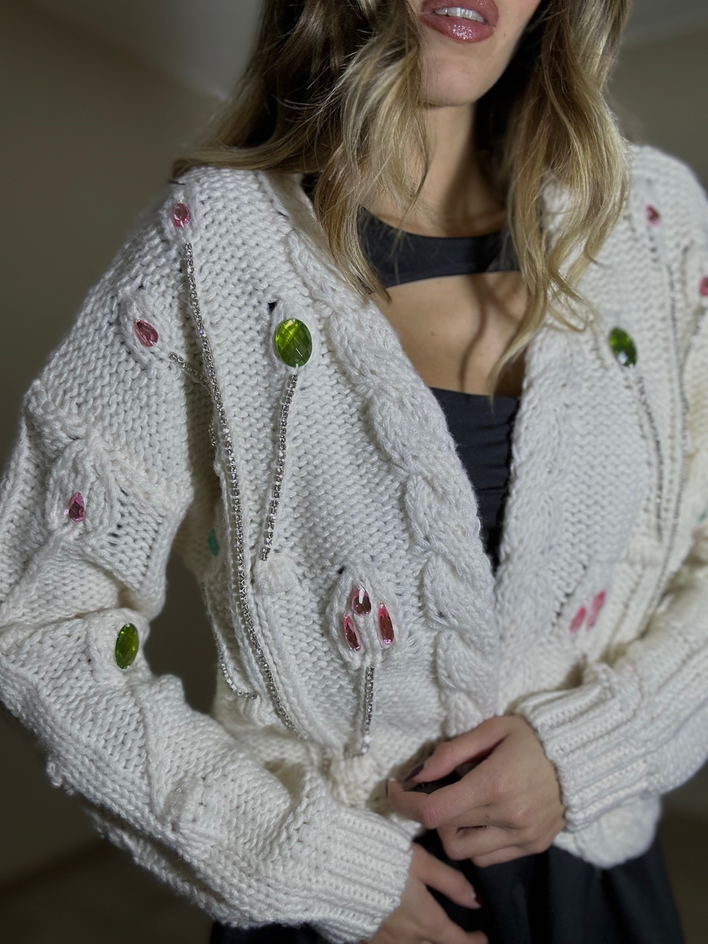 Cardigan gioiello bianco - LadyB Shop Online
