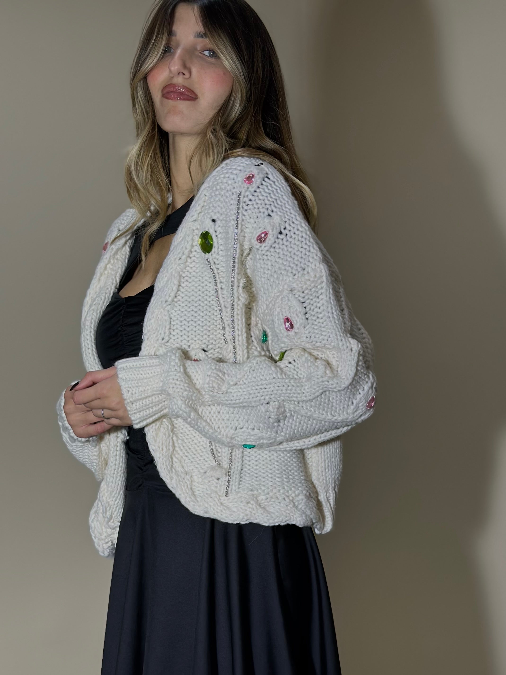 Cardigan gioiello bianco - LadyB Shop Online