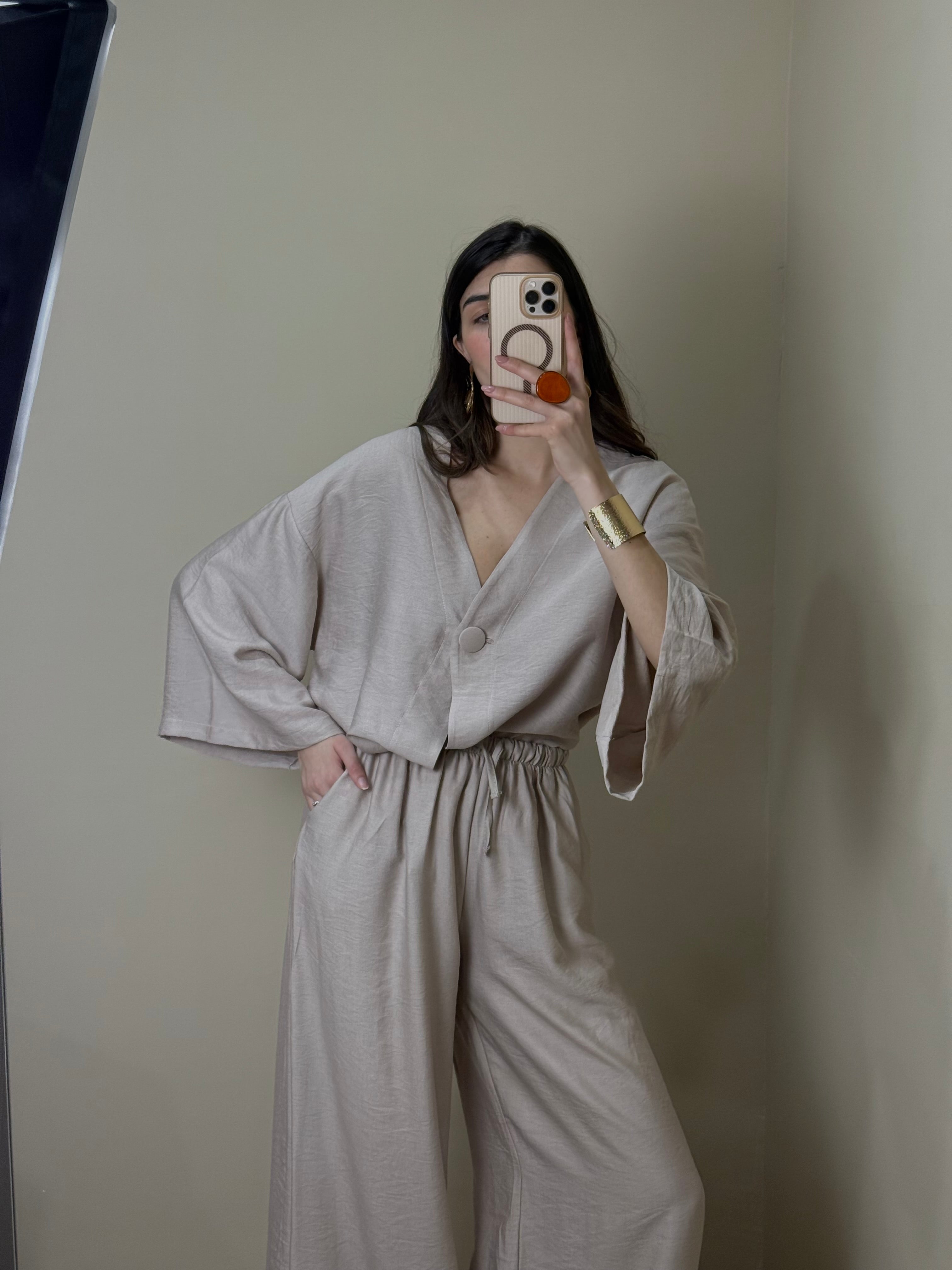 Coordinato misto lino beige - LadyB Shop Online