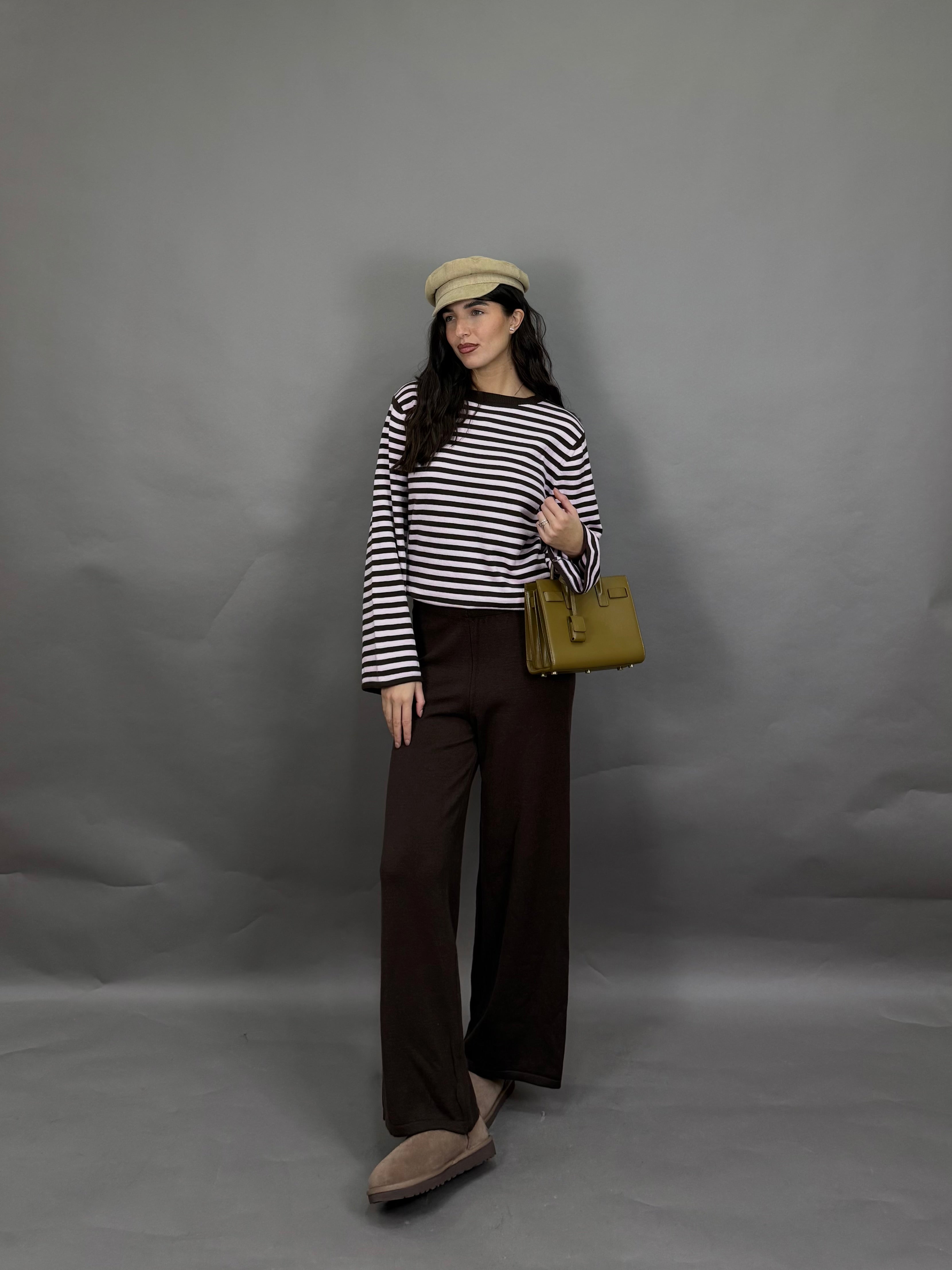 Coordinato lana rasata righe