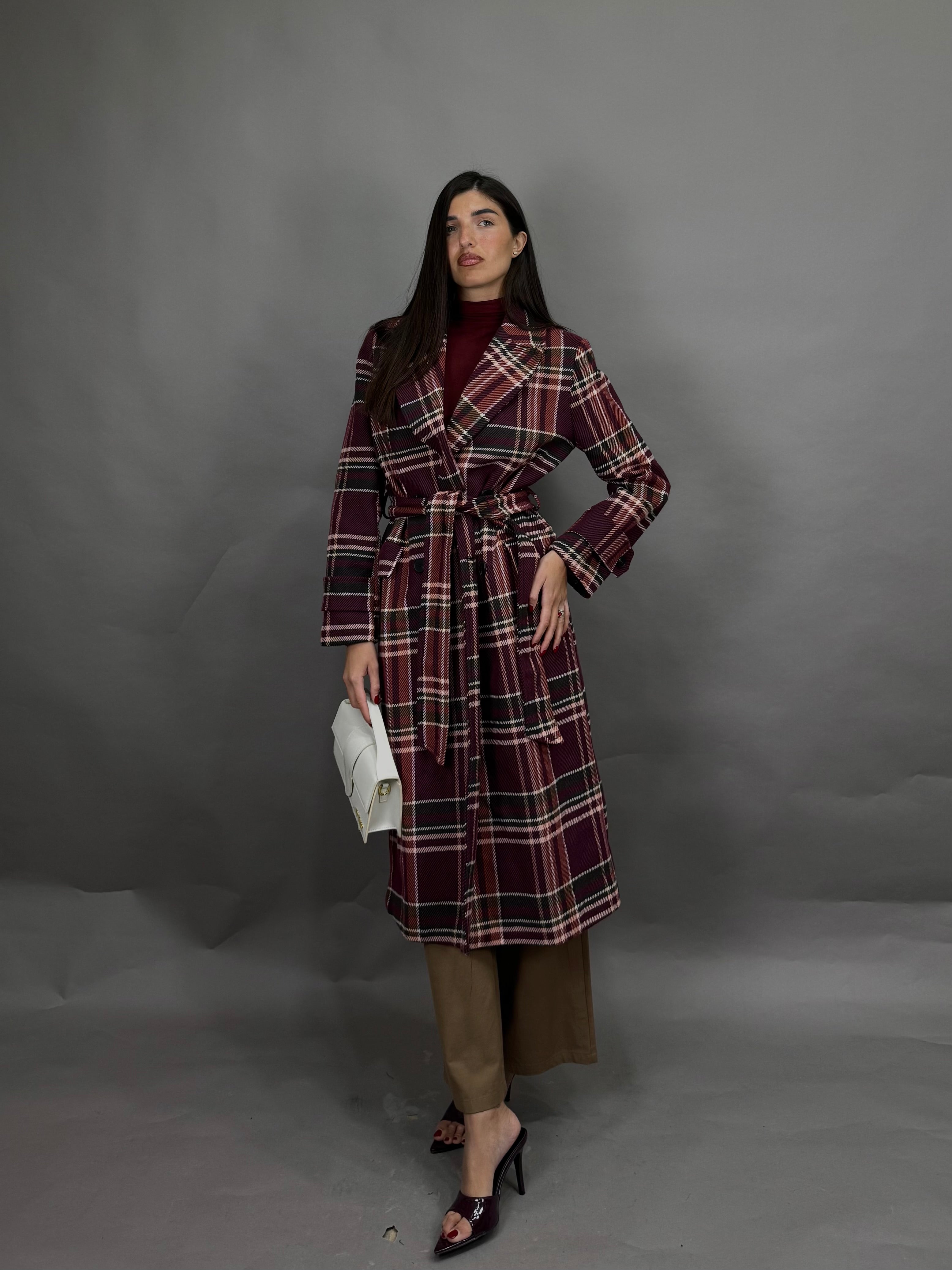 Cappotto trench bordeaux lumina