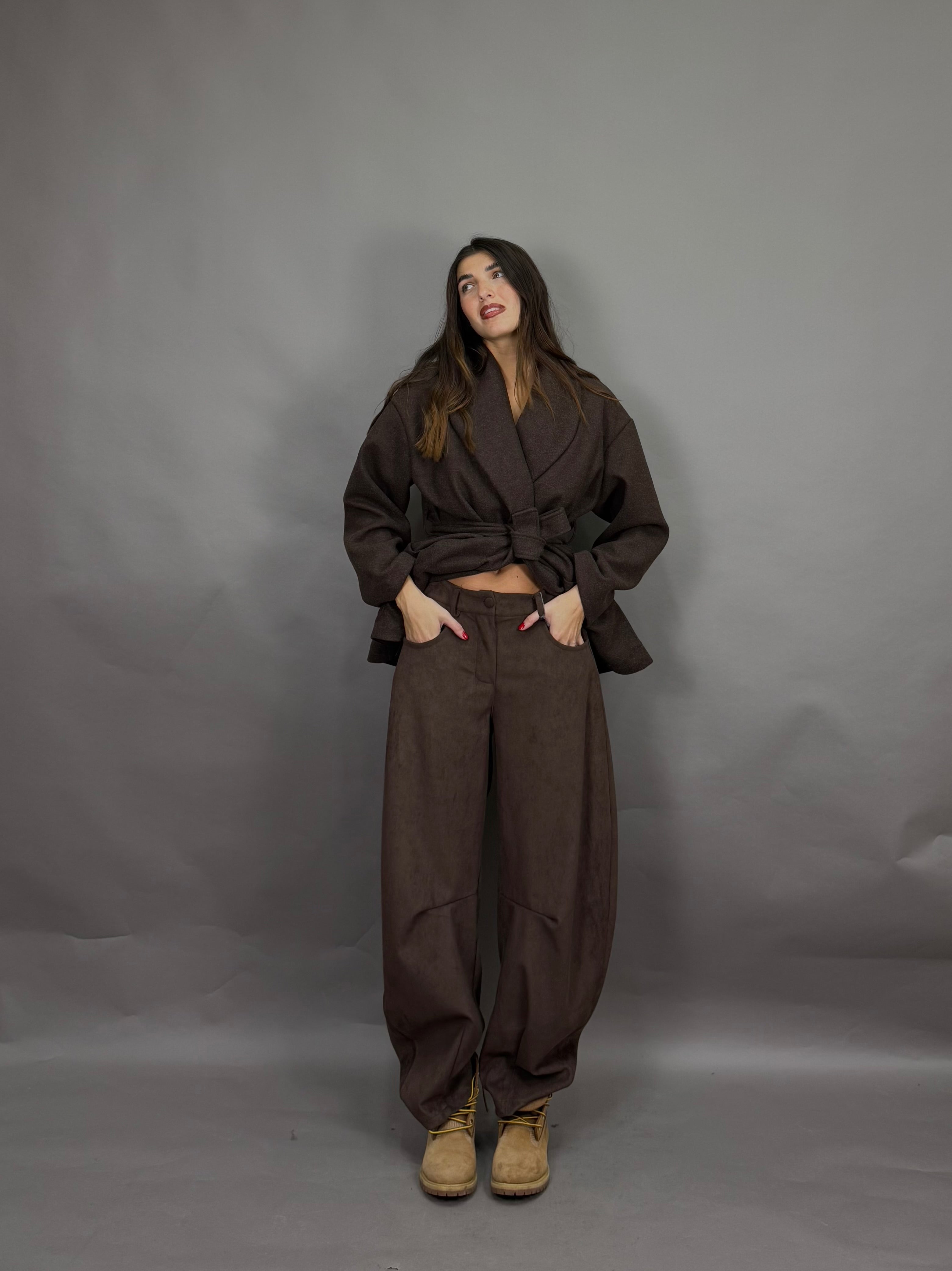 Pantalone scamosciato marrone