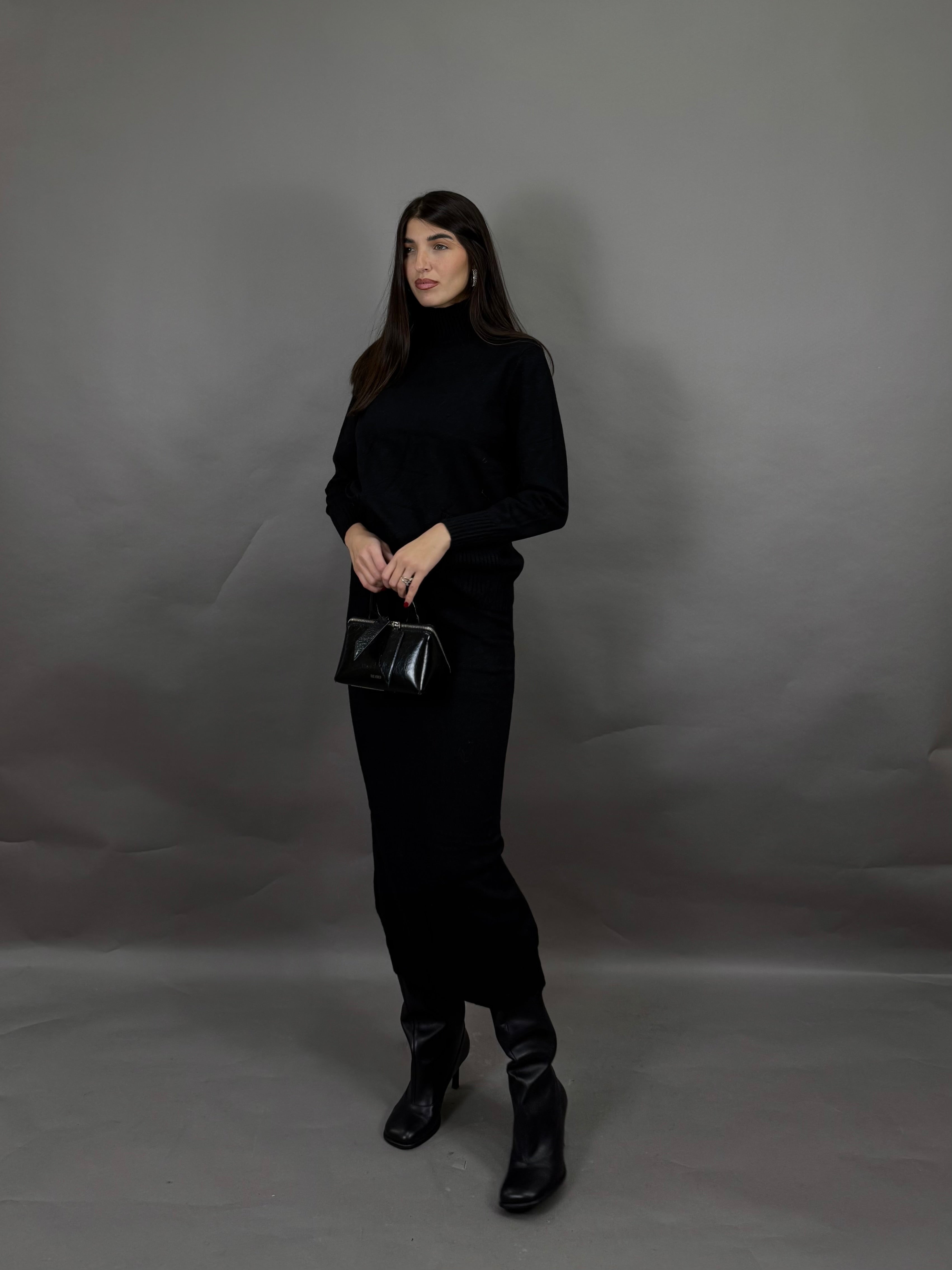 Coordinato lana rasata nero