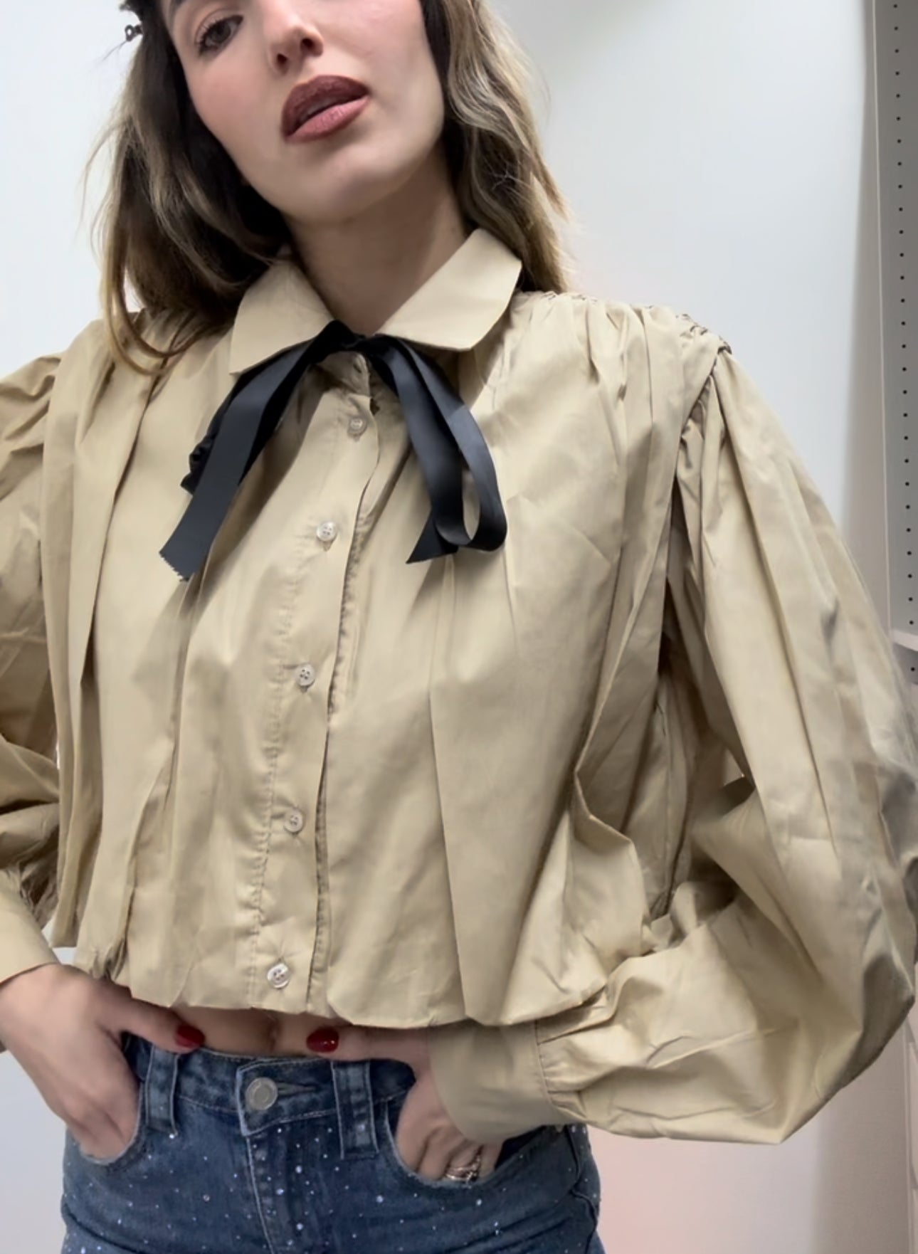 Camicia sbuffo beige - LadyB Shop Online