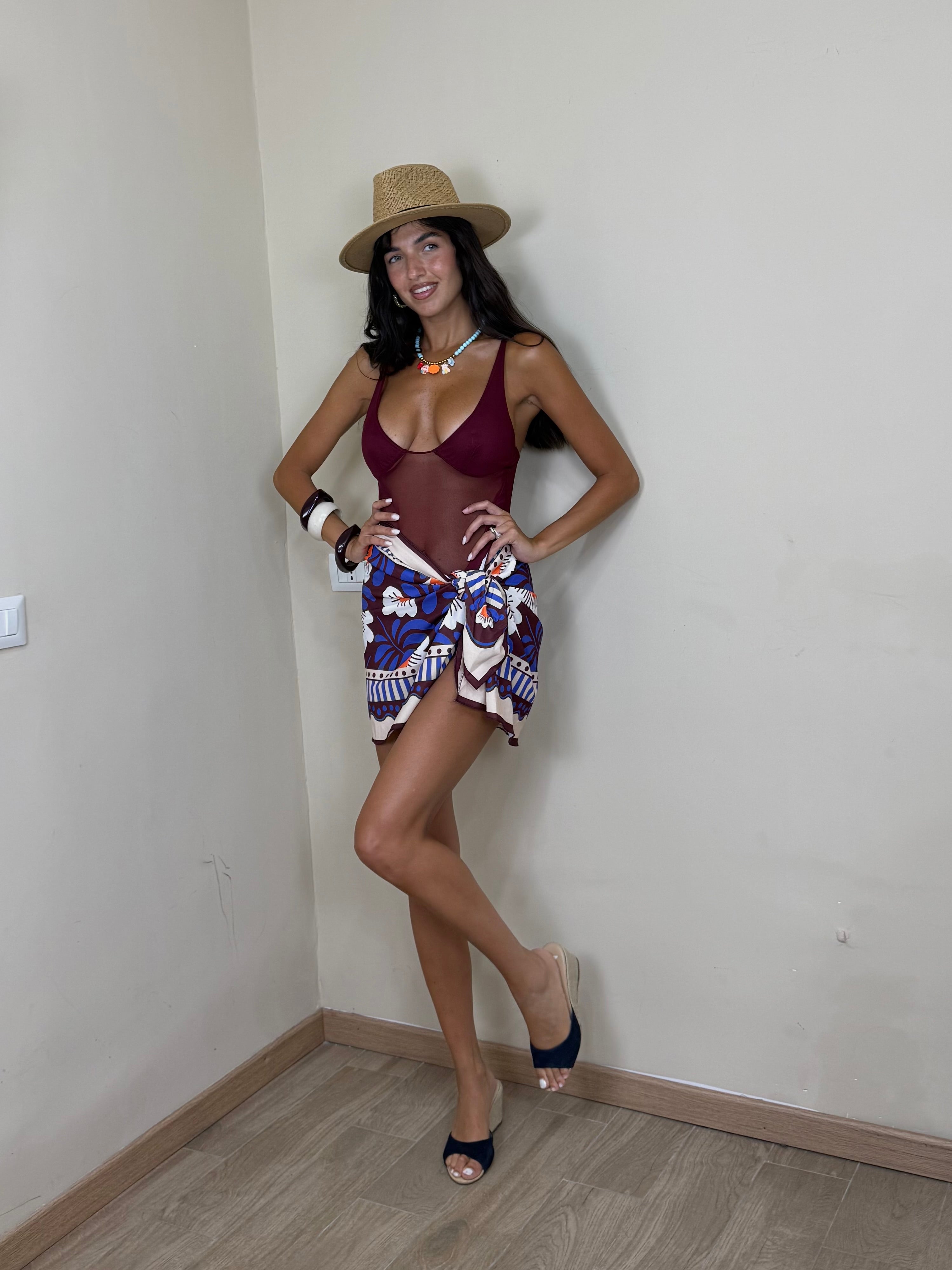 Gonna pareo fiore viola