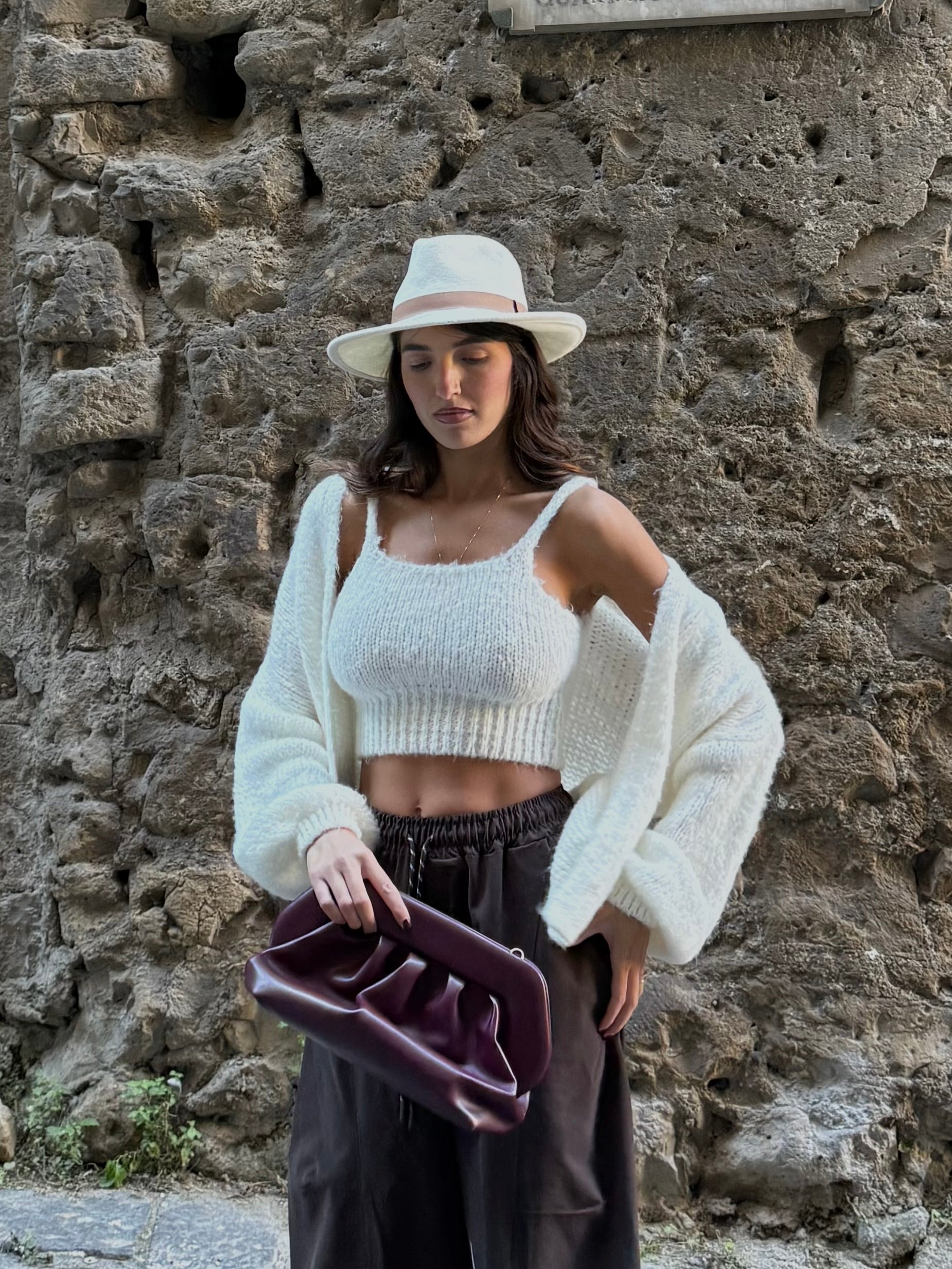 Cardigan + top bianco