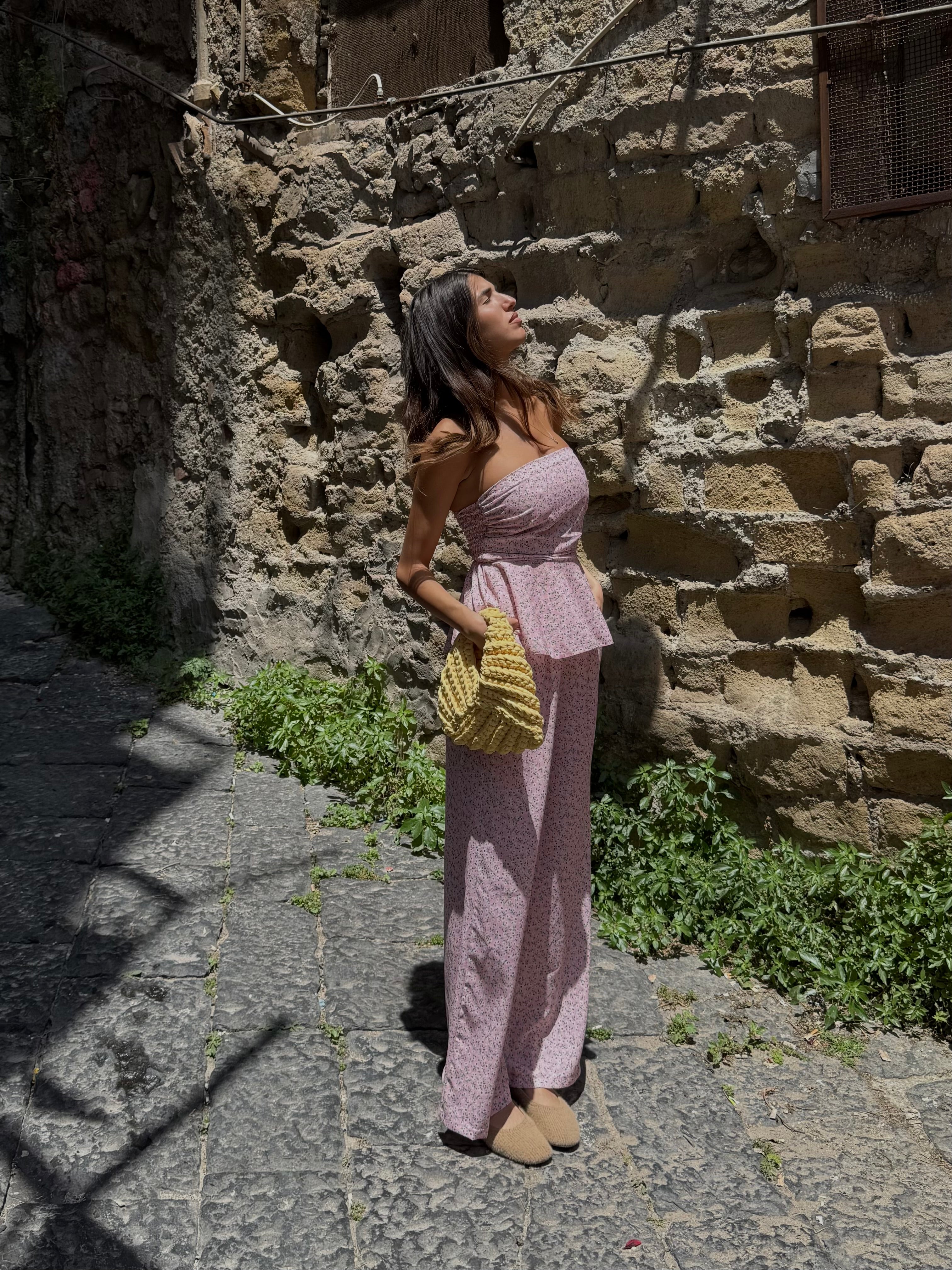 Cord set Amalfi fiori rosa - LadyB Shop Online