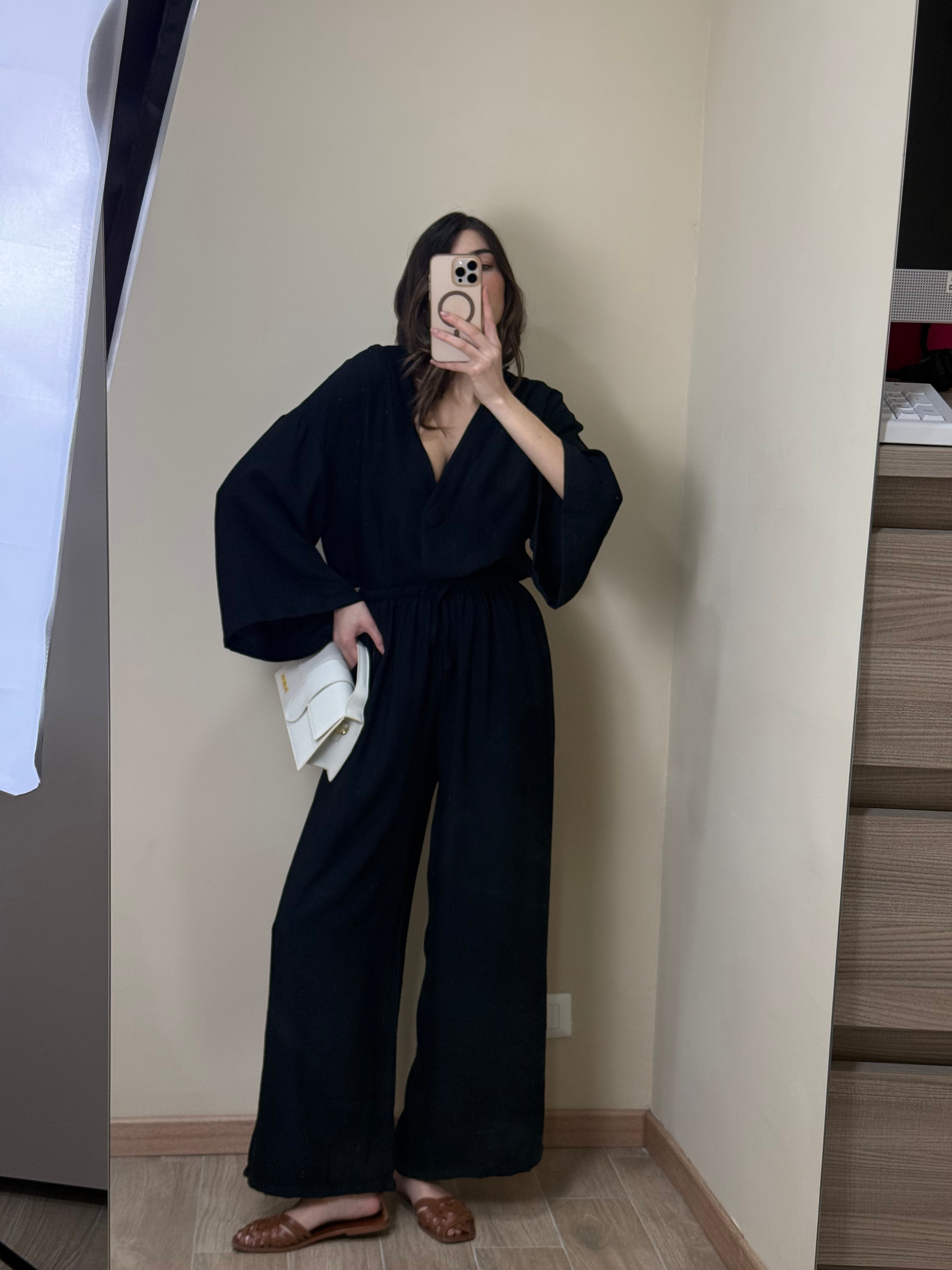 Coordinato misto lino nero - LadyB Shop Online