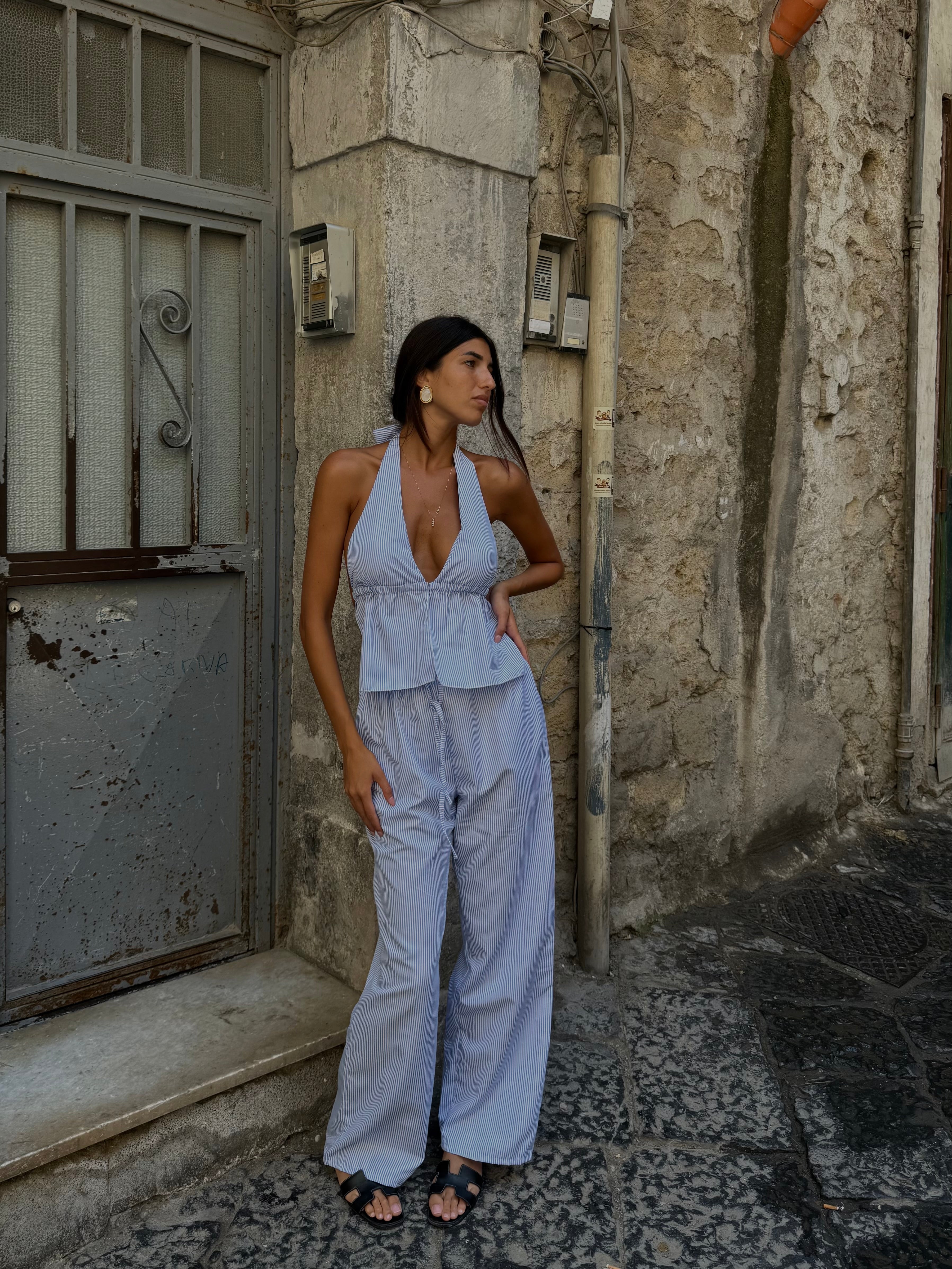 Coordinato righe azzurro - LadyB Shop Online