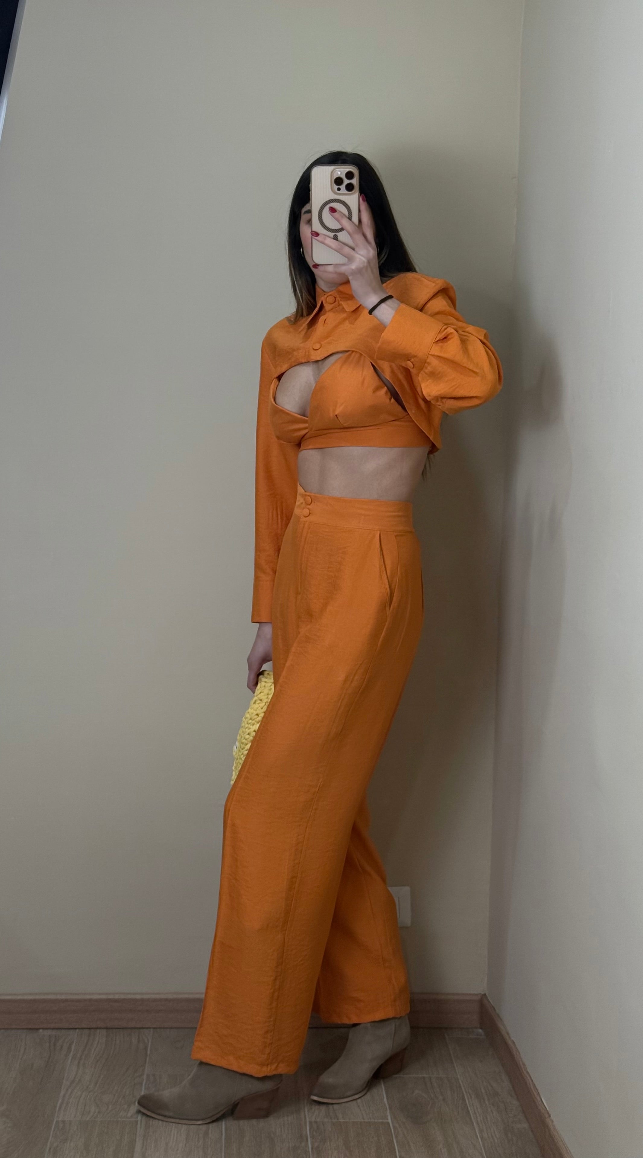 Coordinato misto lino arancio - LadyB Shop Online