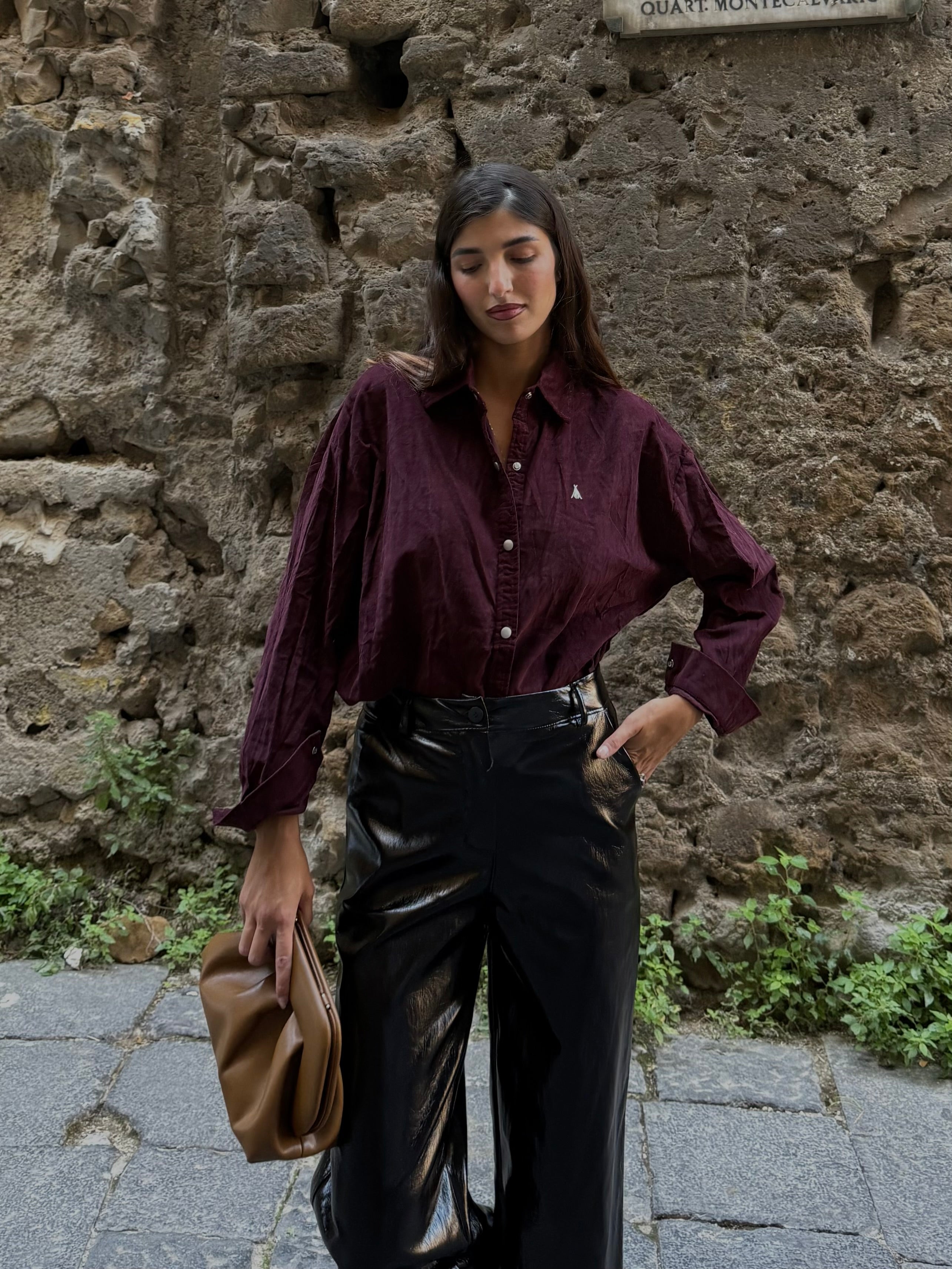 Camicia velluto bordeaux