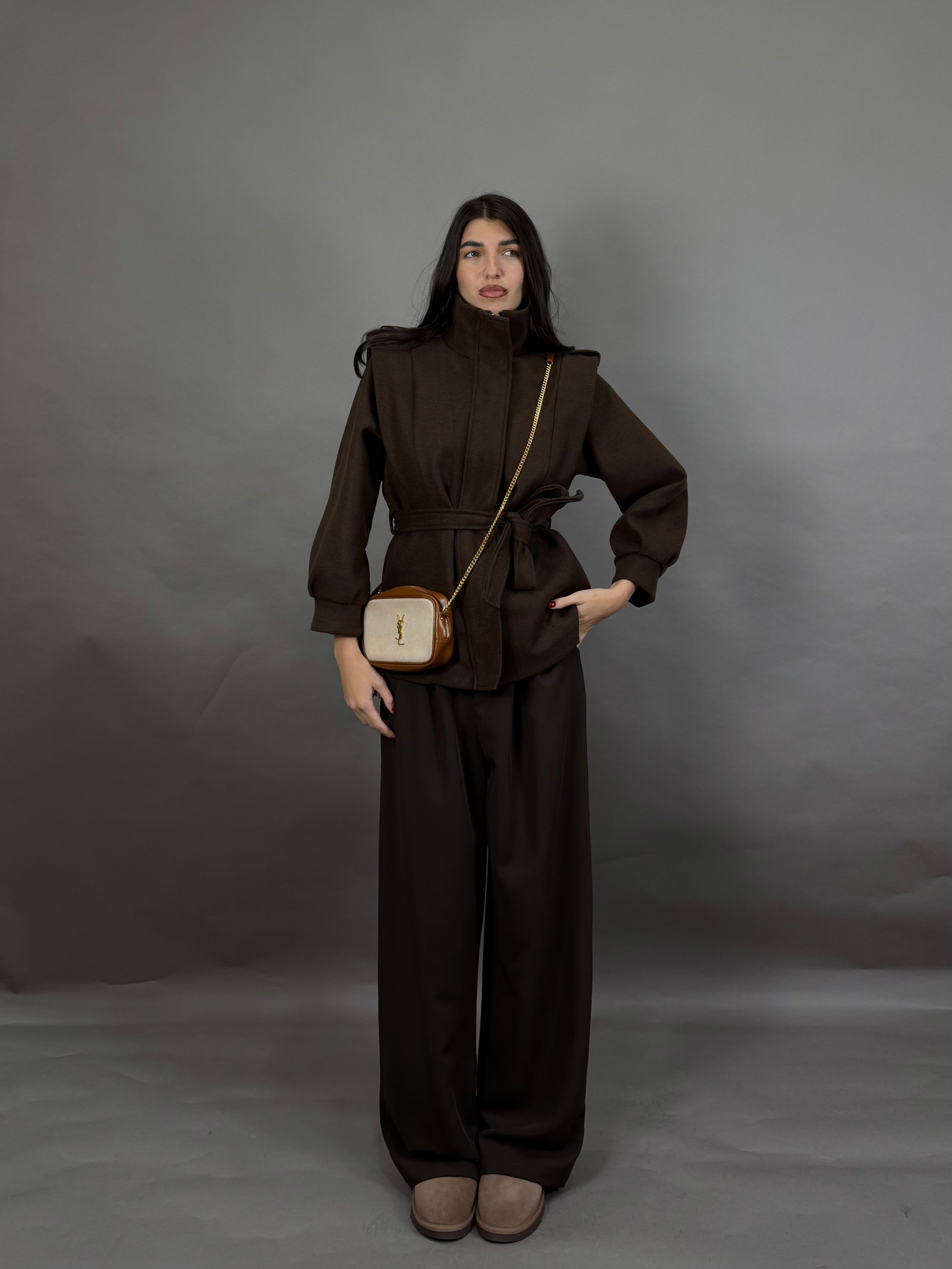 Giacca in panno marrone