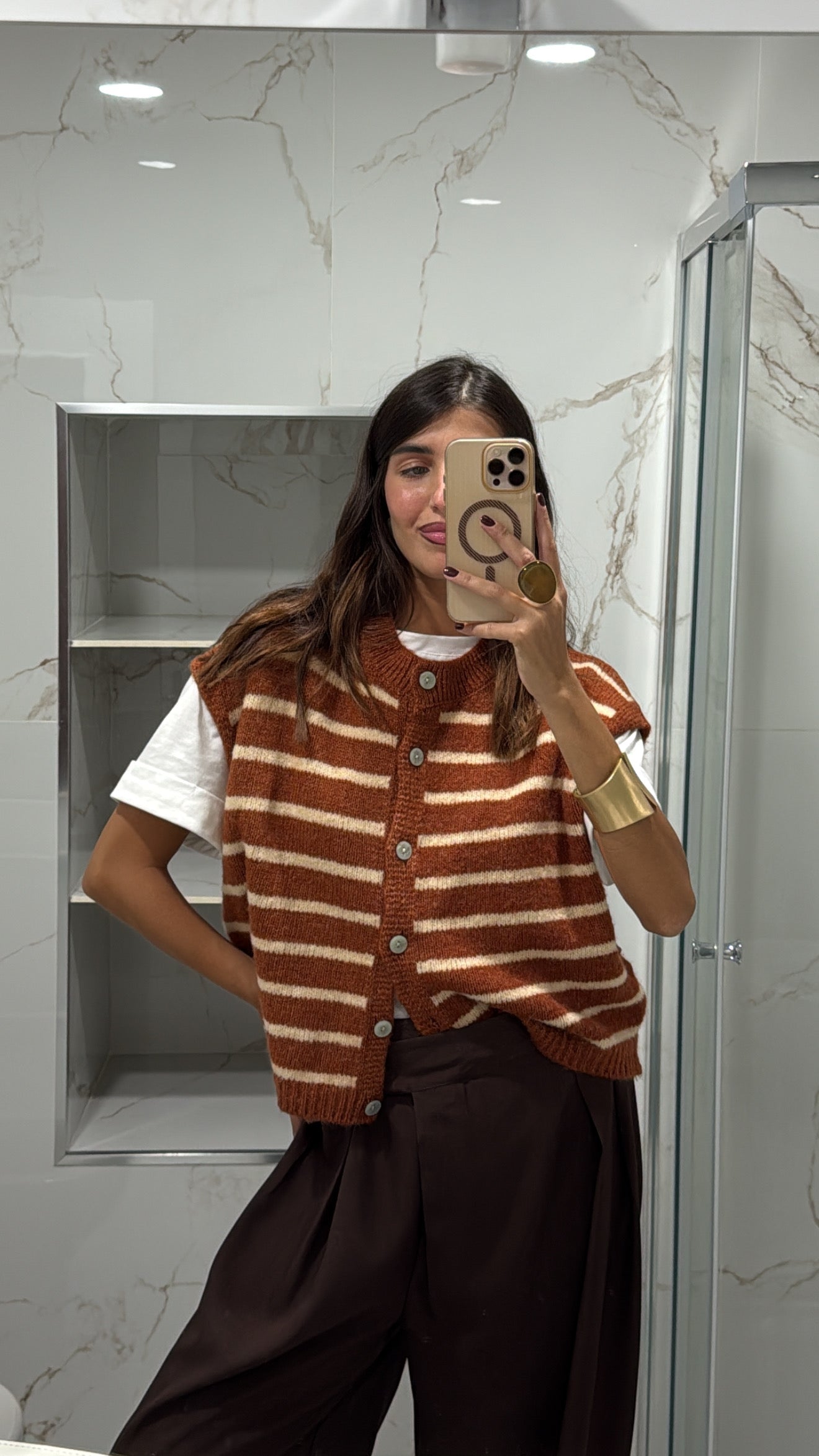 Gilet a righe ruggine