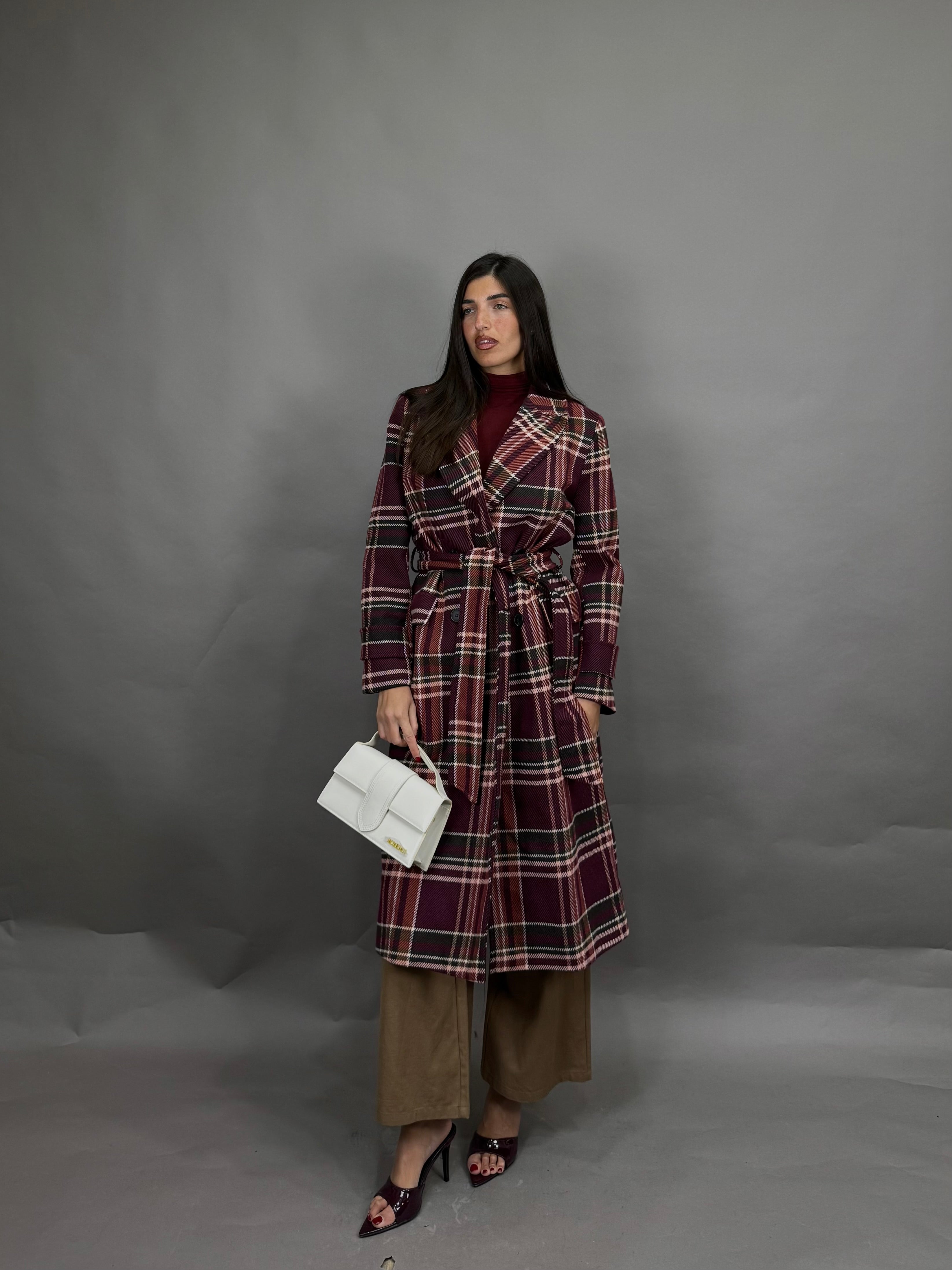 Cappotto trench bordeaux lumina
