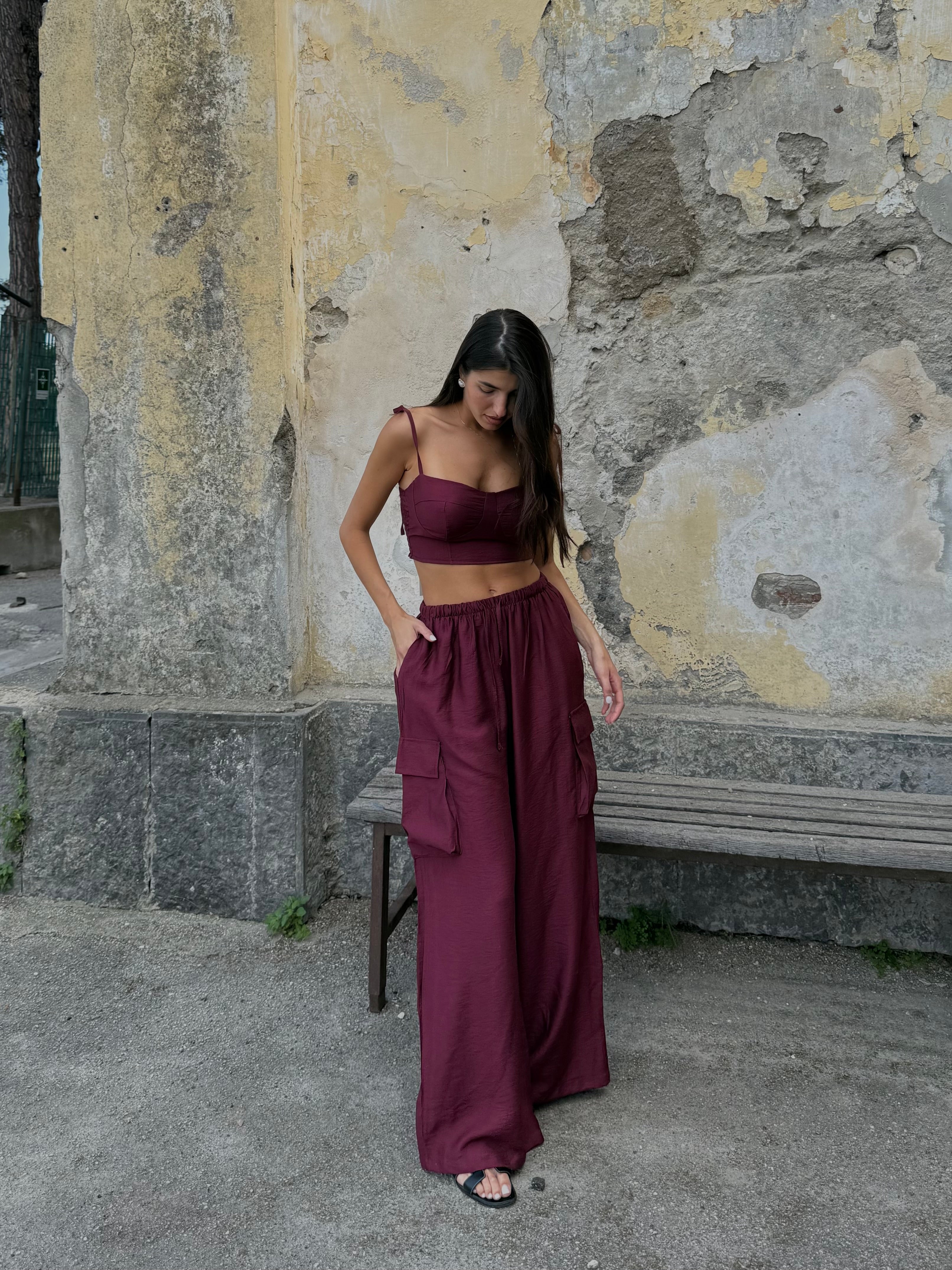 Coordinato cargo bordeaux - LadyB Shop Online