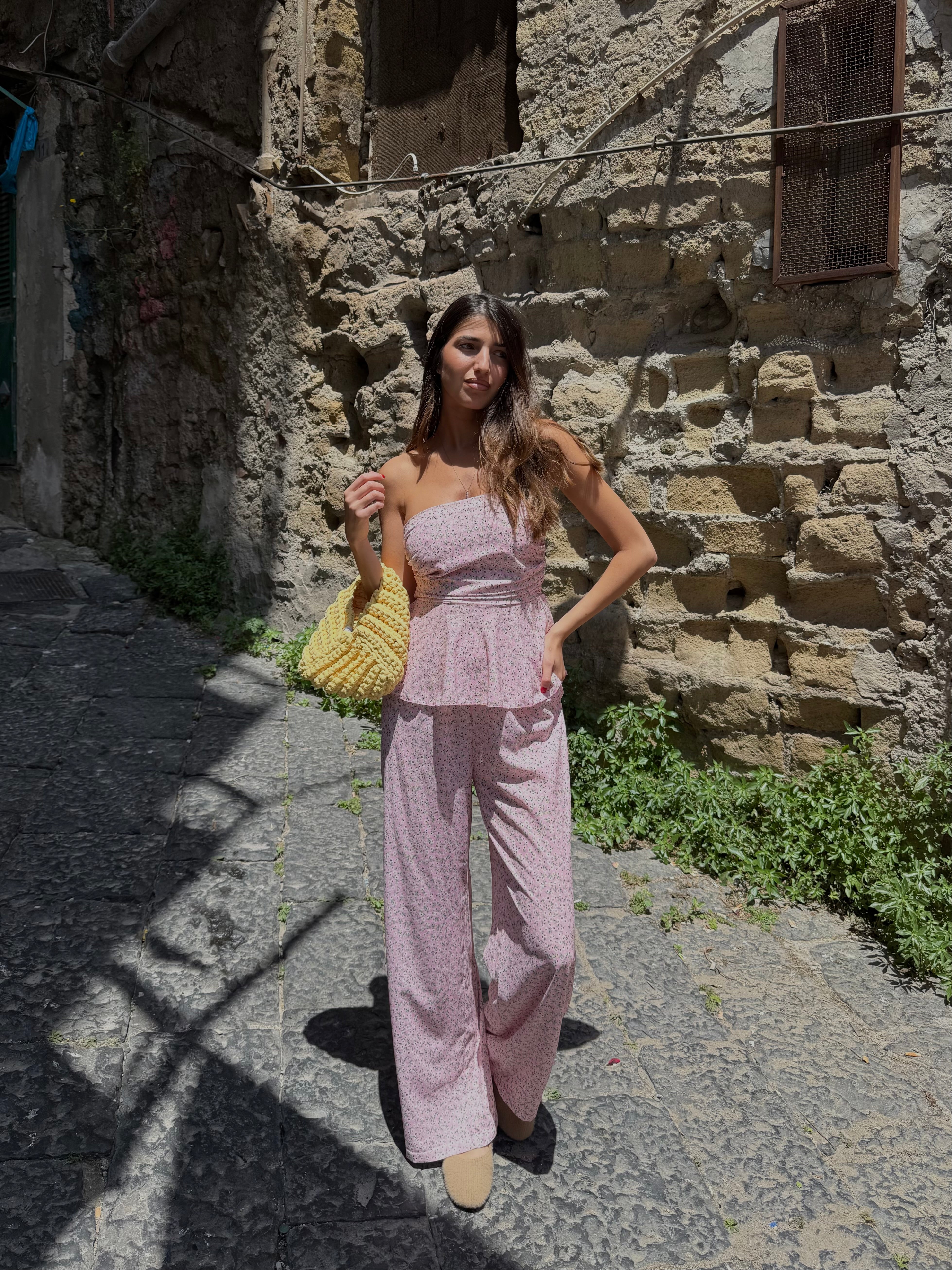 Cord set Amalfi fiori rosa - LadyB Shop Online