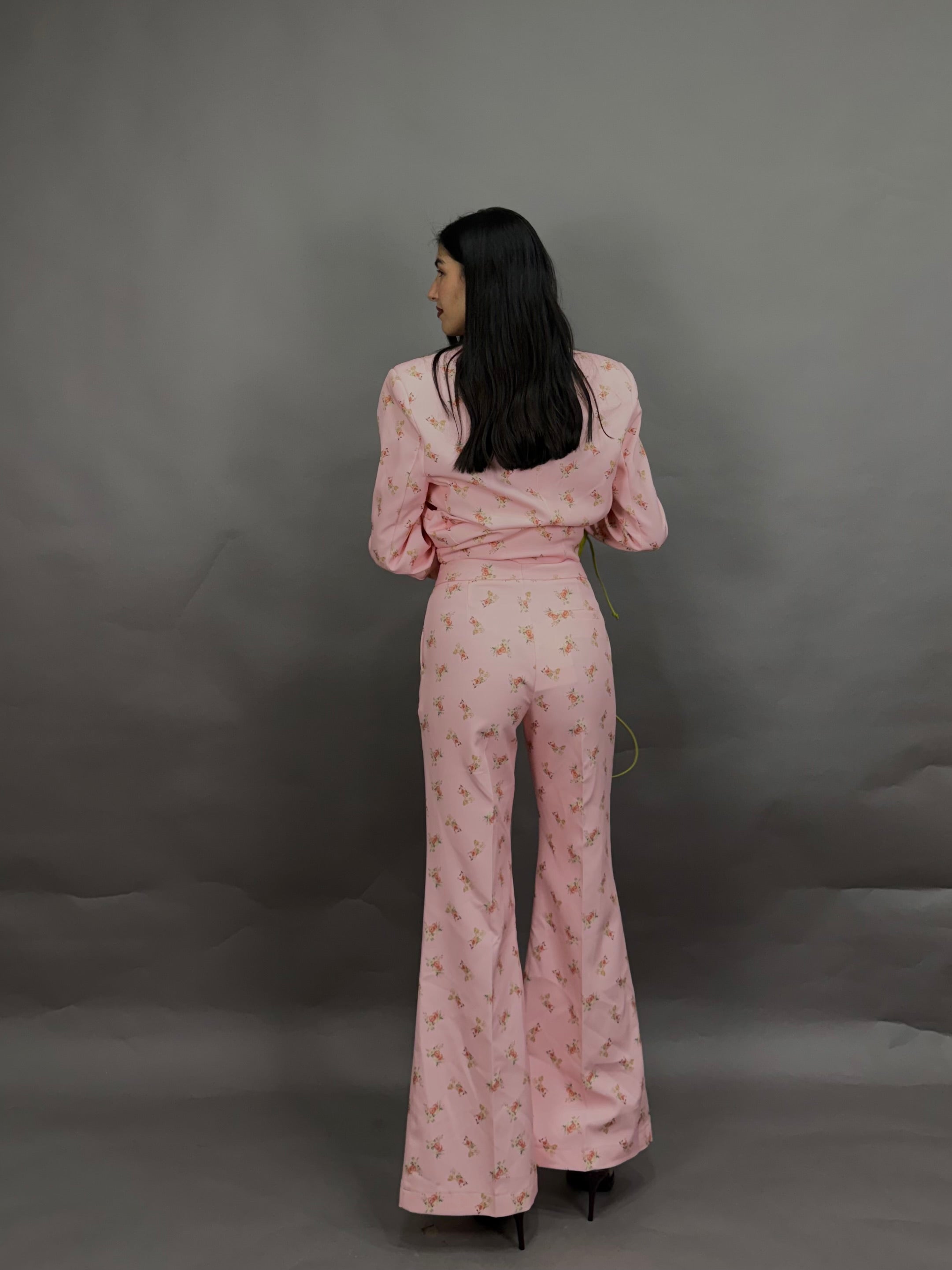 Pantalone fiori lumina rosa