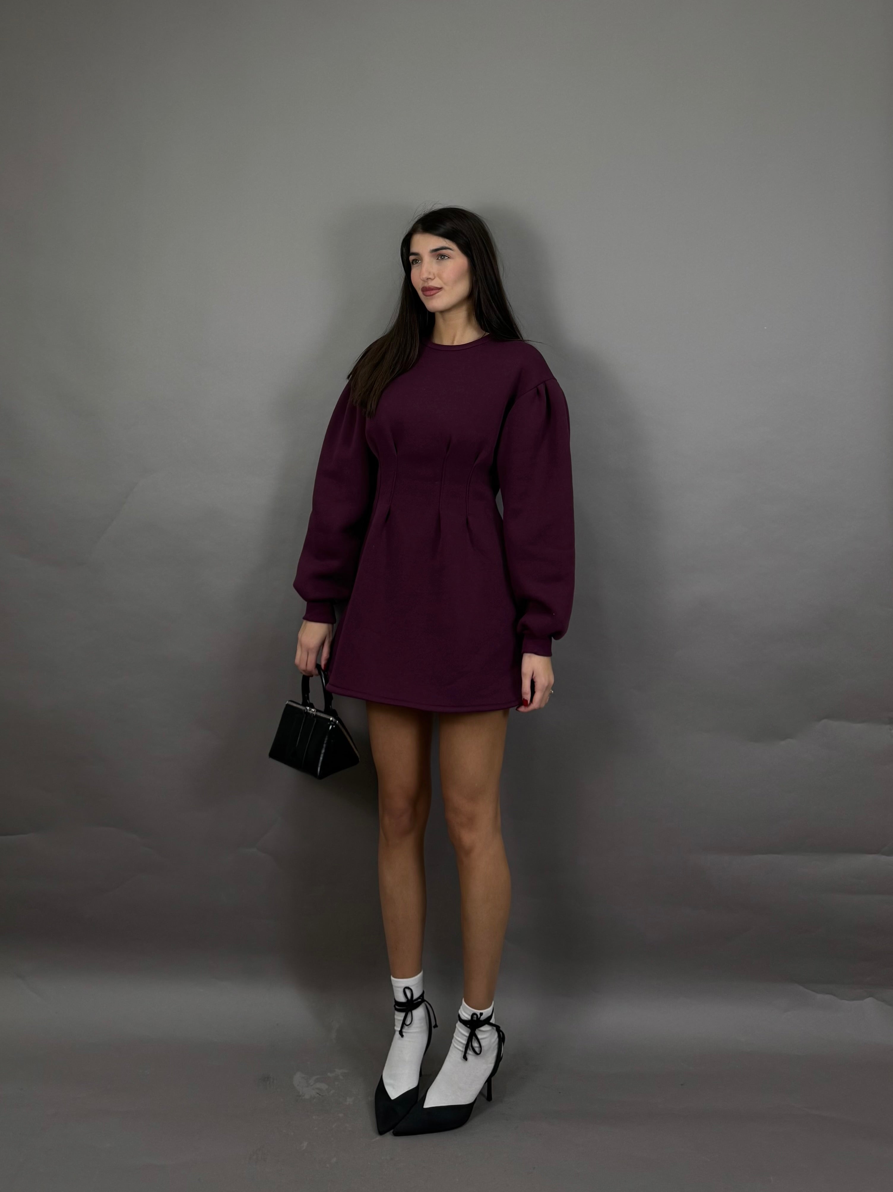 Abito in felpa bordeaux