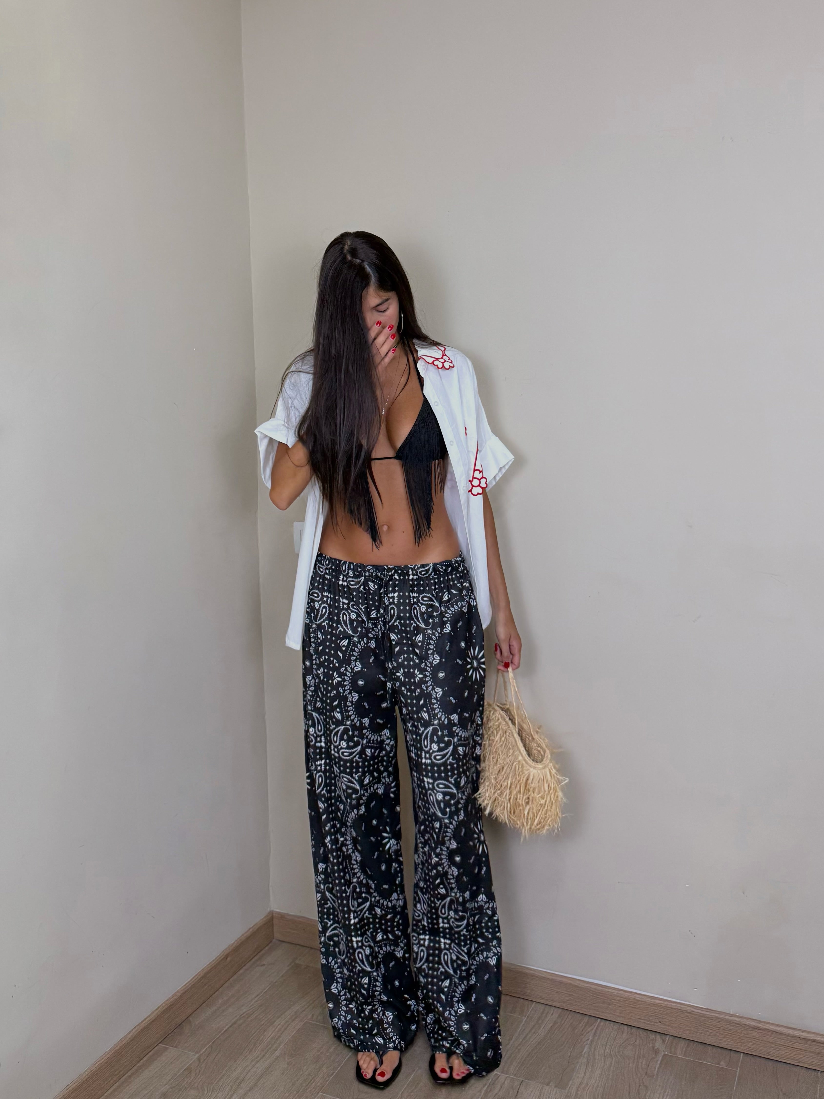 Pantalone bandana nero