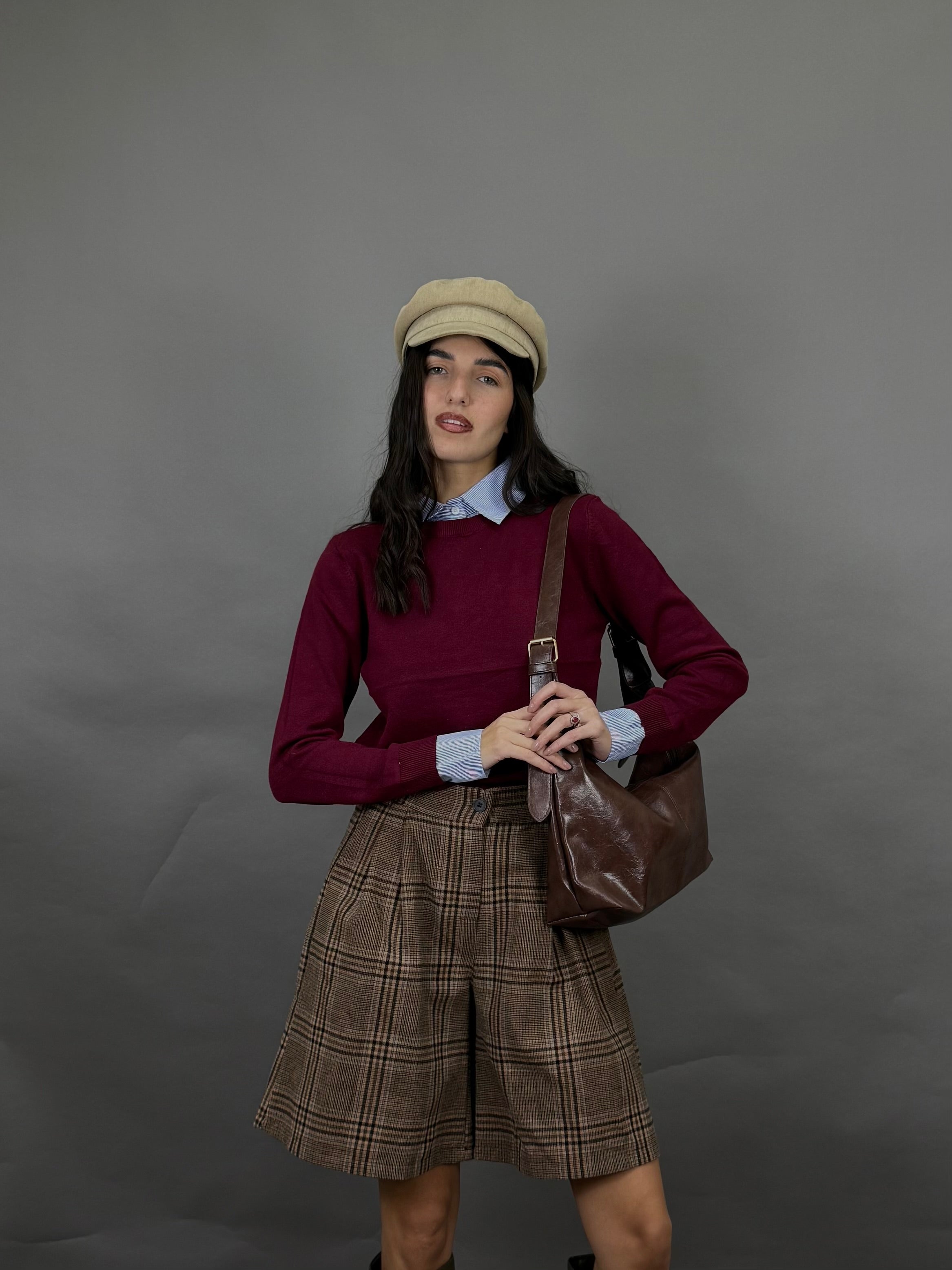 Maglione camicia fake bordeaux