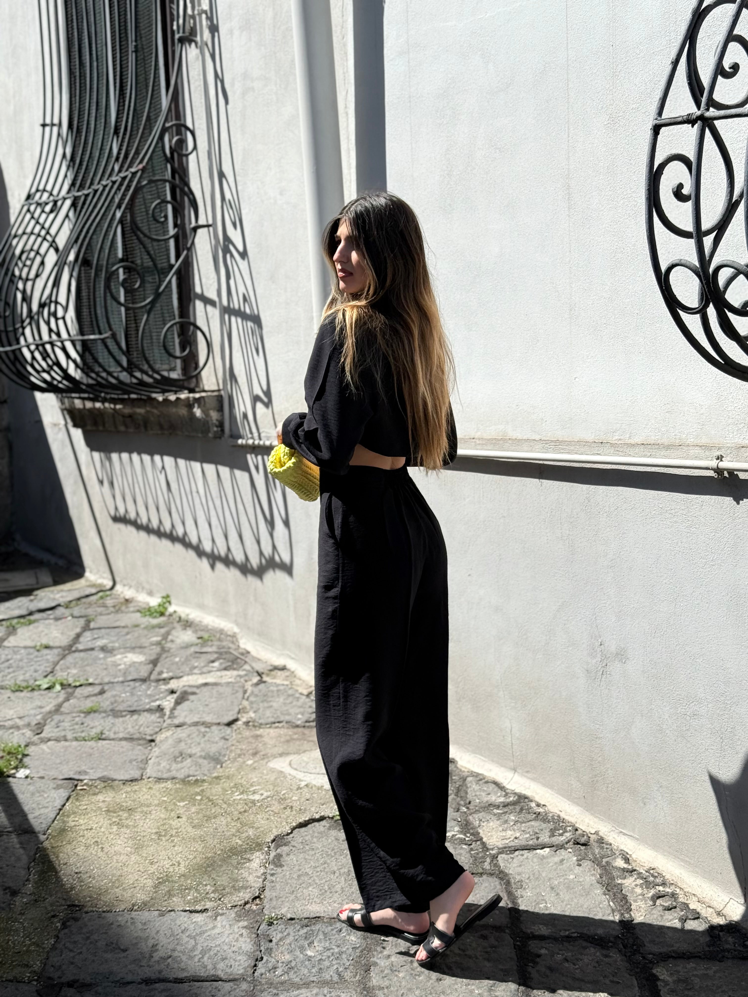 Coordinato misto lino nero - LadyB Shop Online