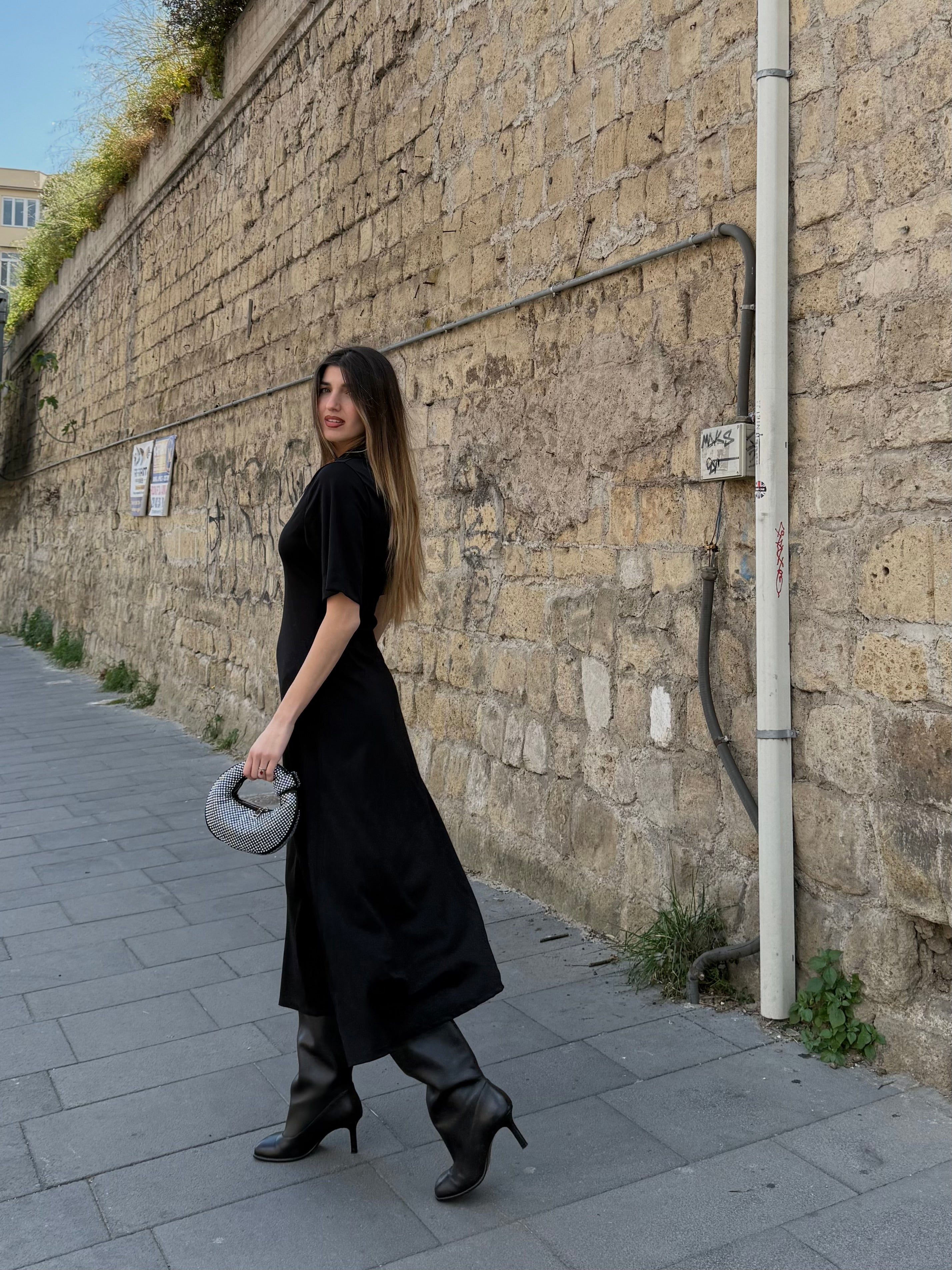 Dress maxi polo nero - LadyB Shop Online