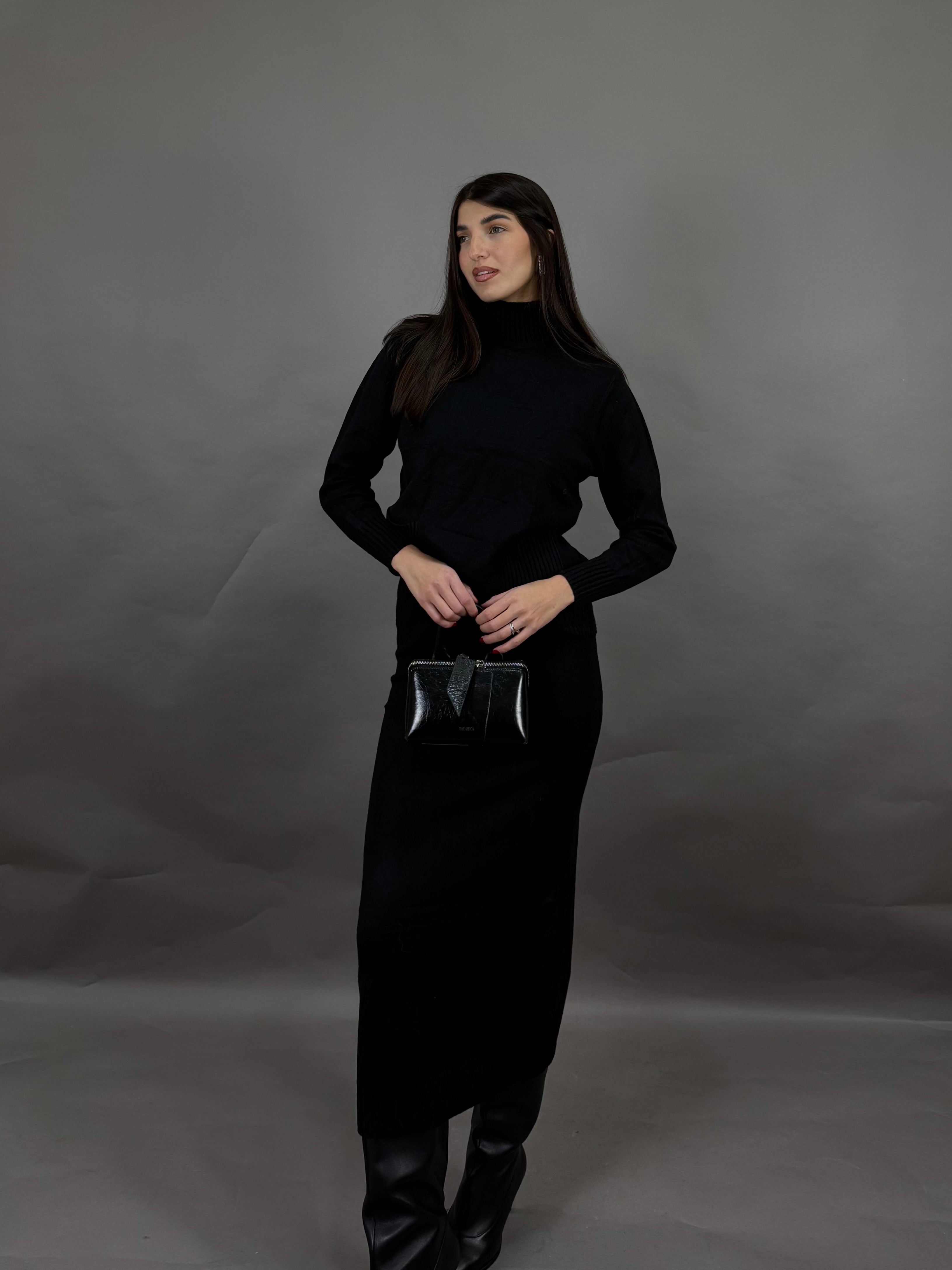 Coordinato lana rasata nero