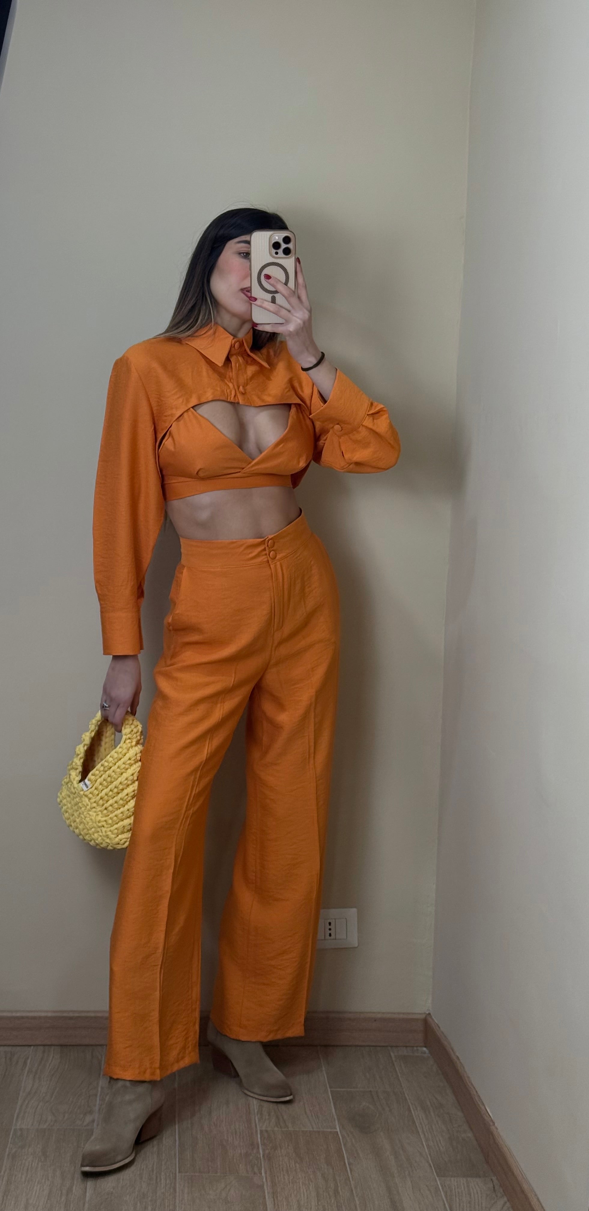 Coordinato misto lino arancio - LadyB Shop Online