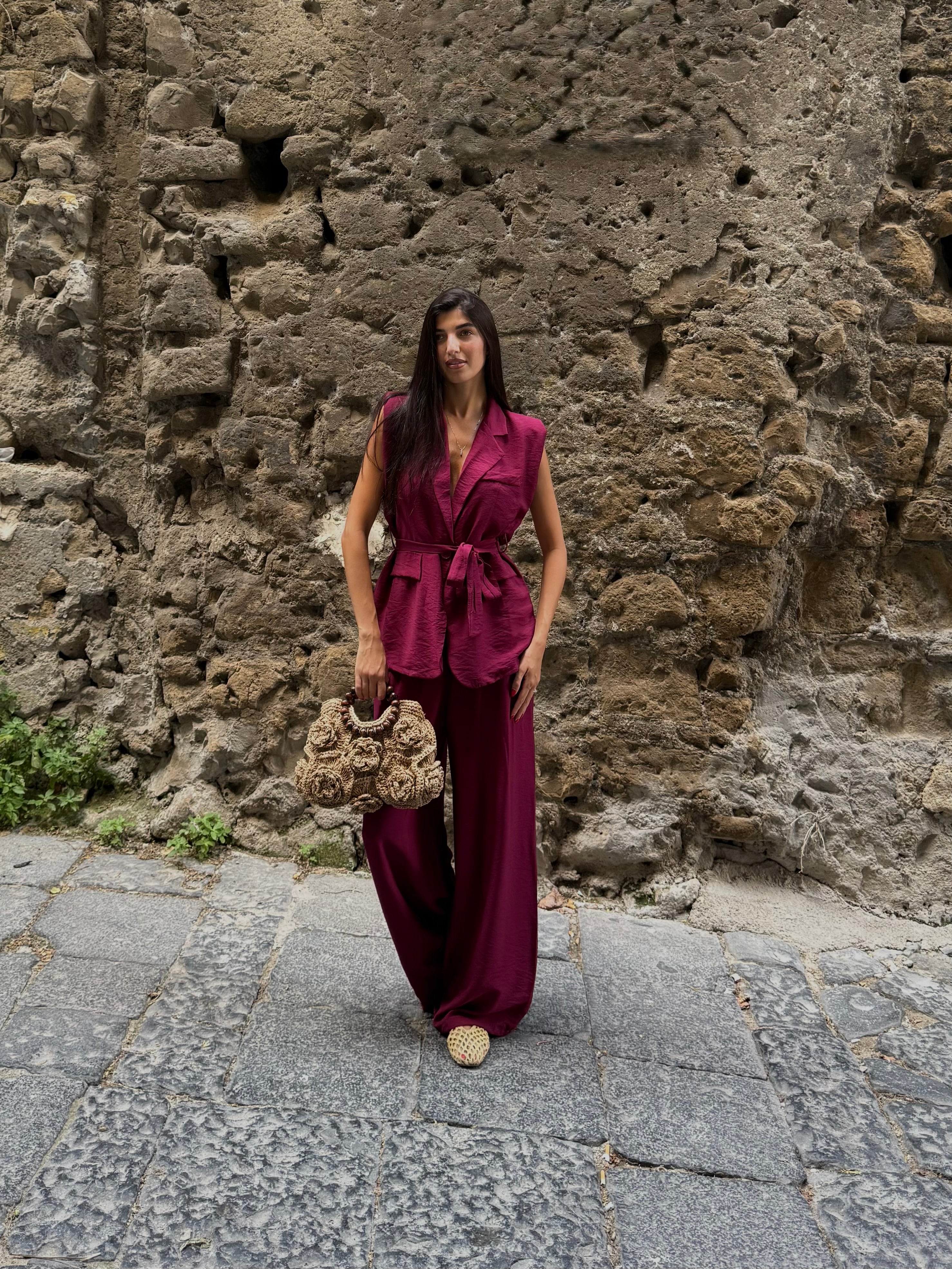 Completo con gilet in viscosa