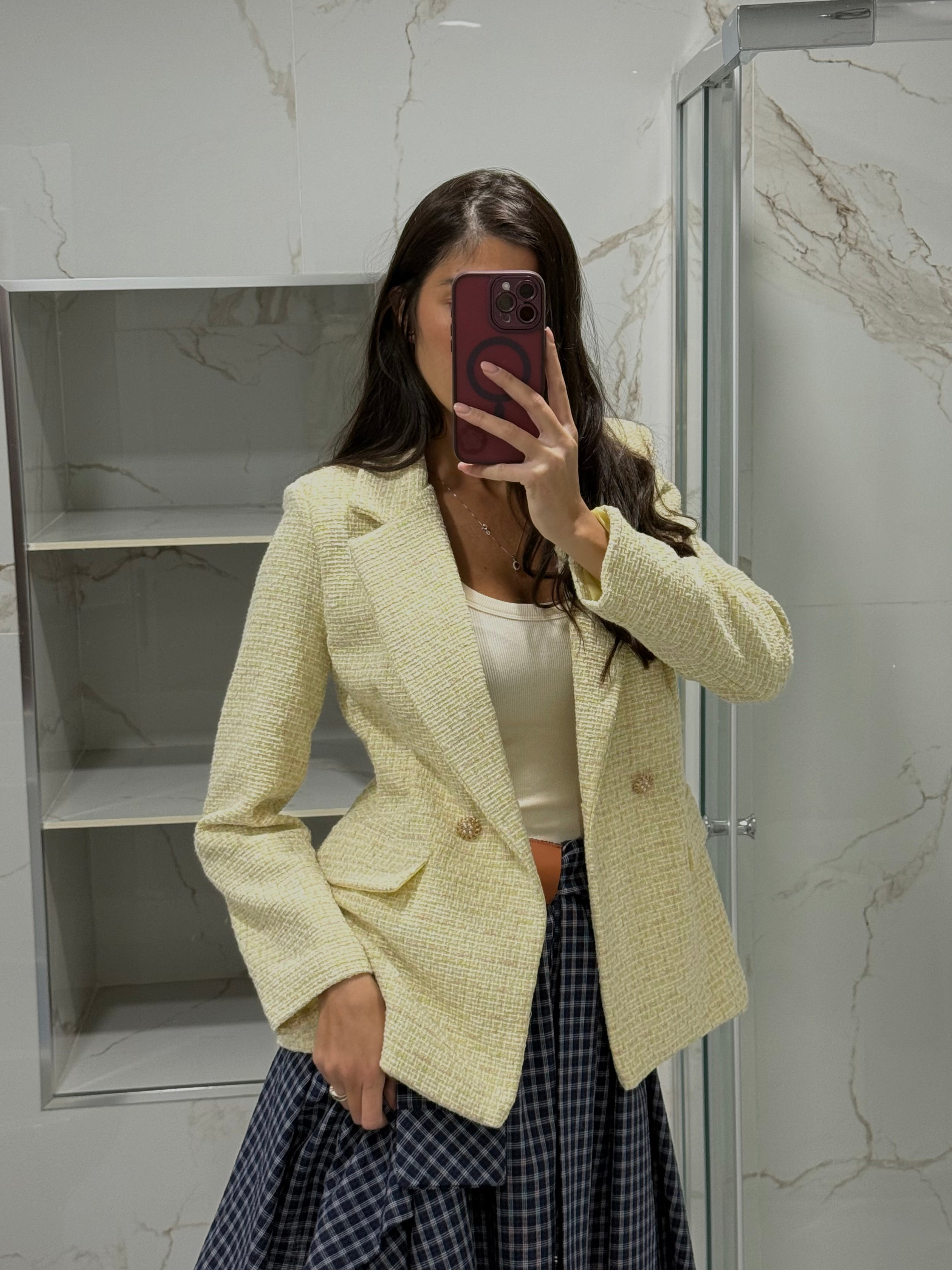 Blazer in tweed giallo