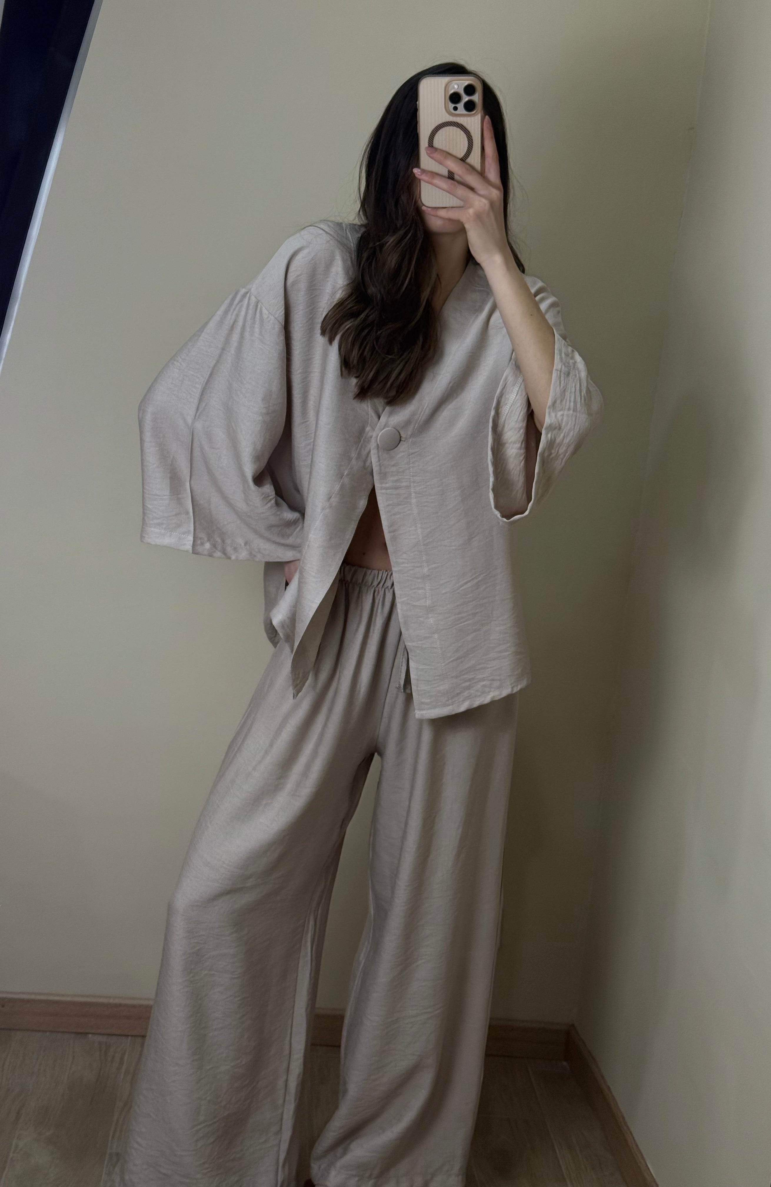 Coordinato misto lino beige - LadyB Shop Online