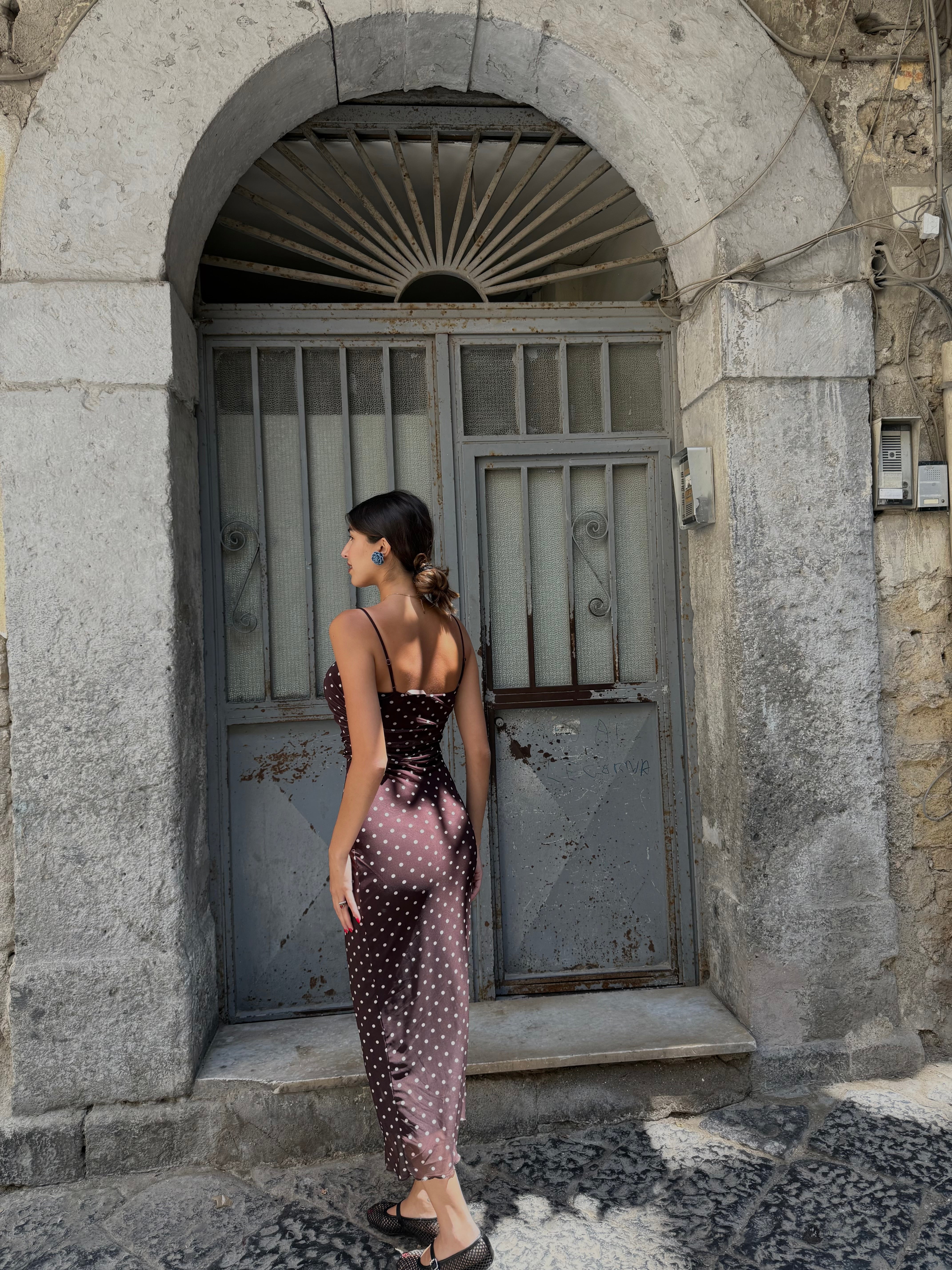 Dress pois marrone - LadyB Shop Online