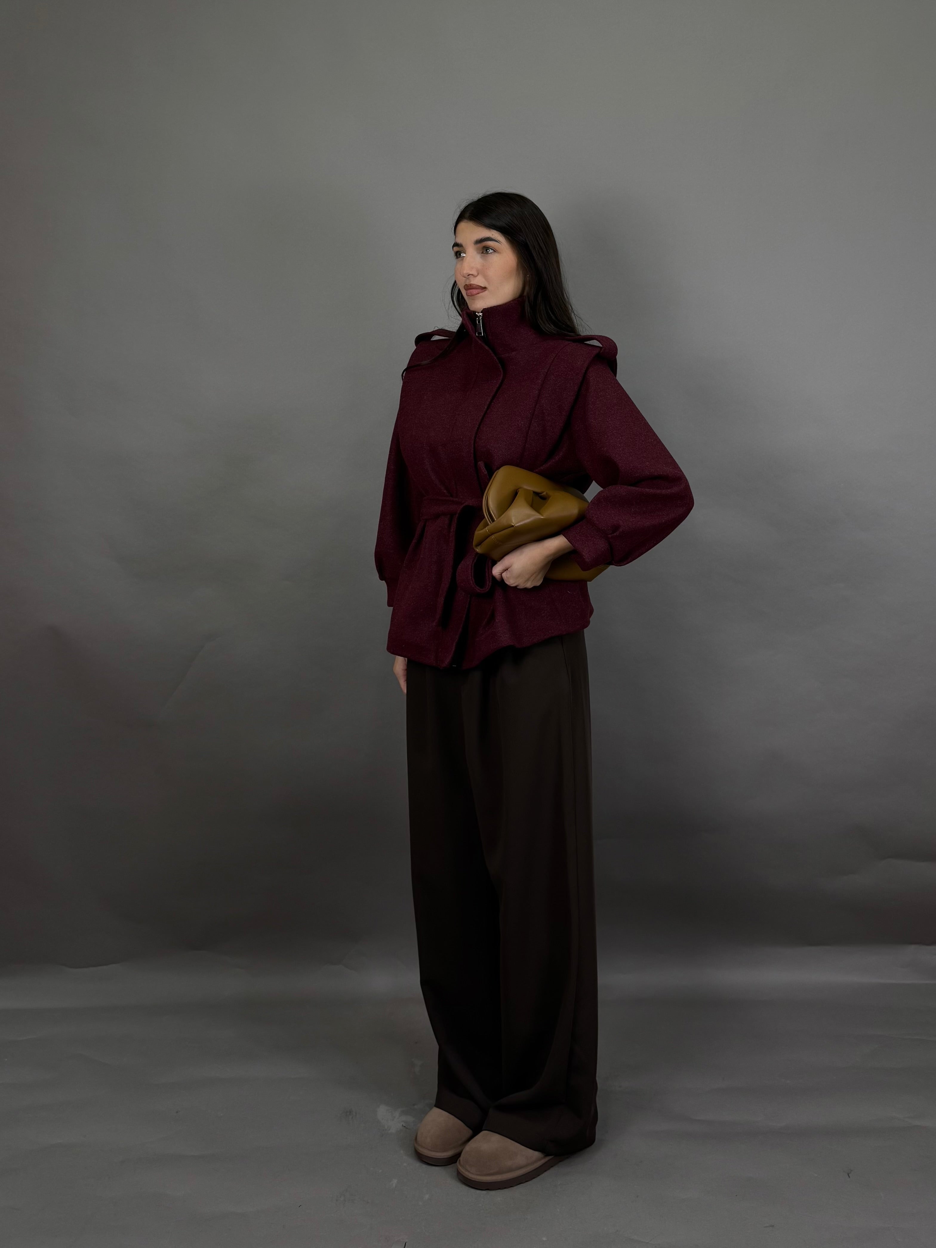 Giacca in panno bordeaux