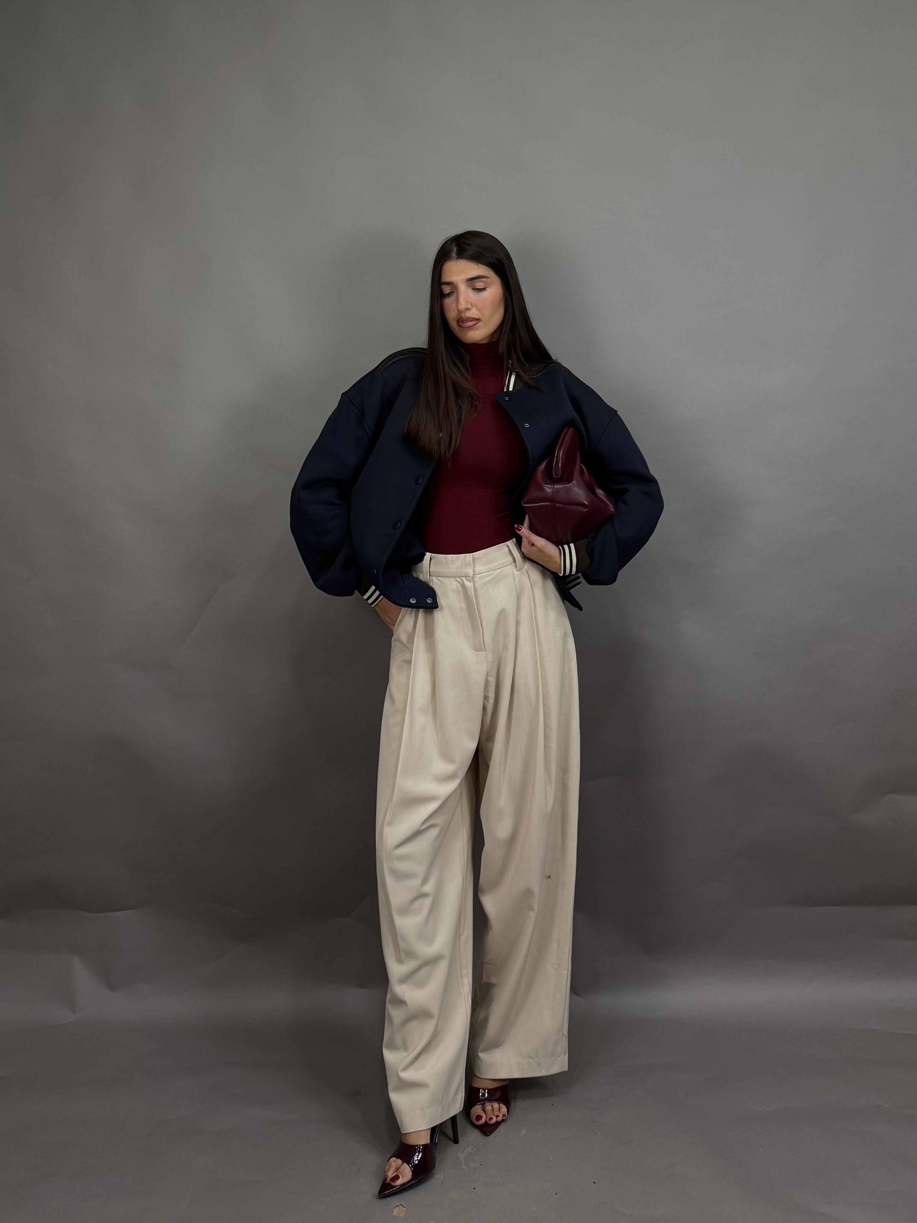 Pantalone classico lumina beige