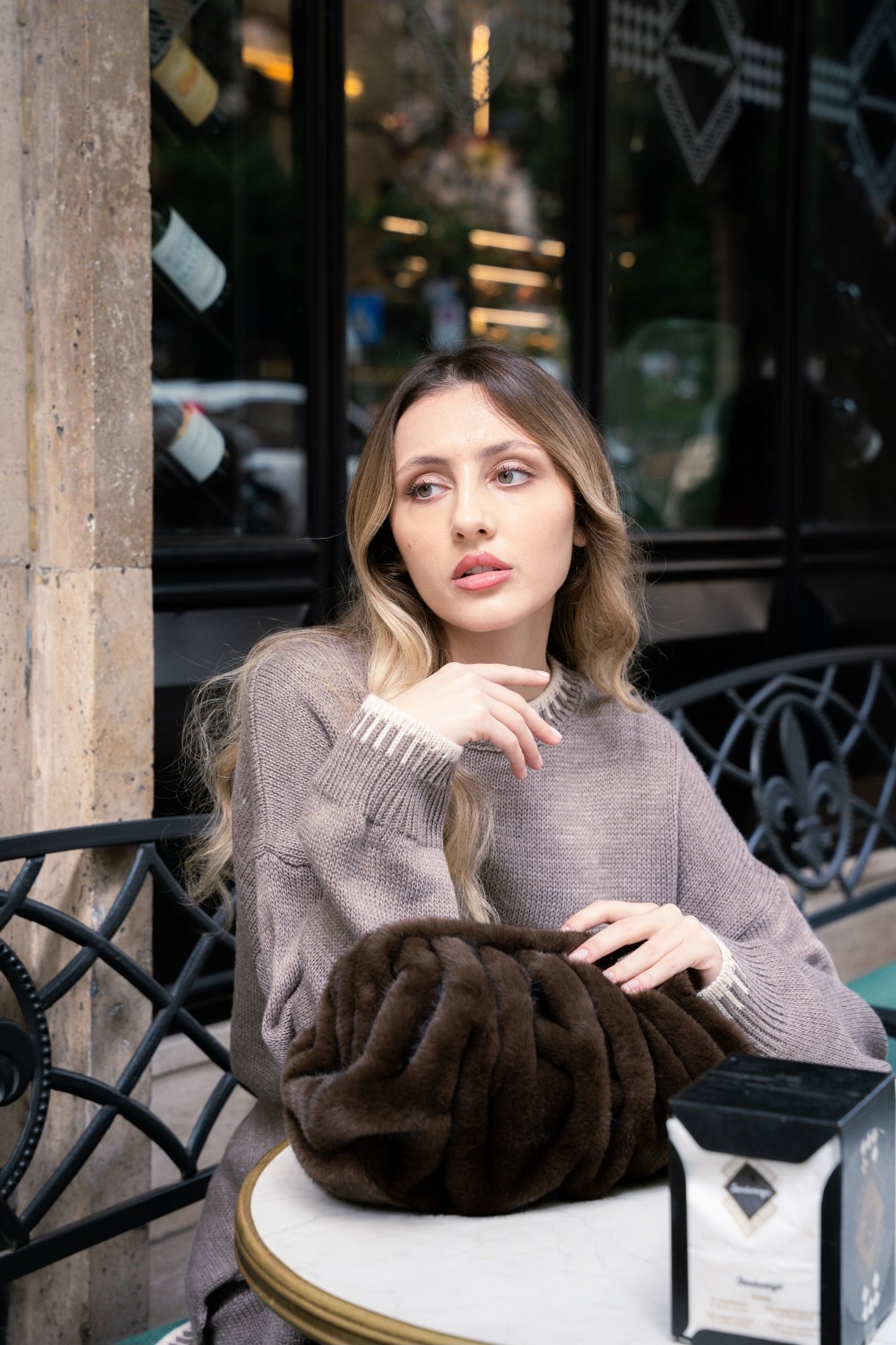 Borsa visone marrone