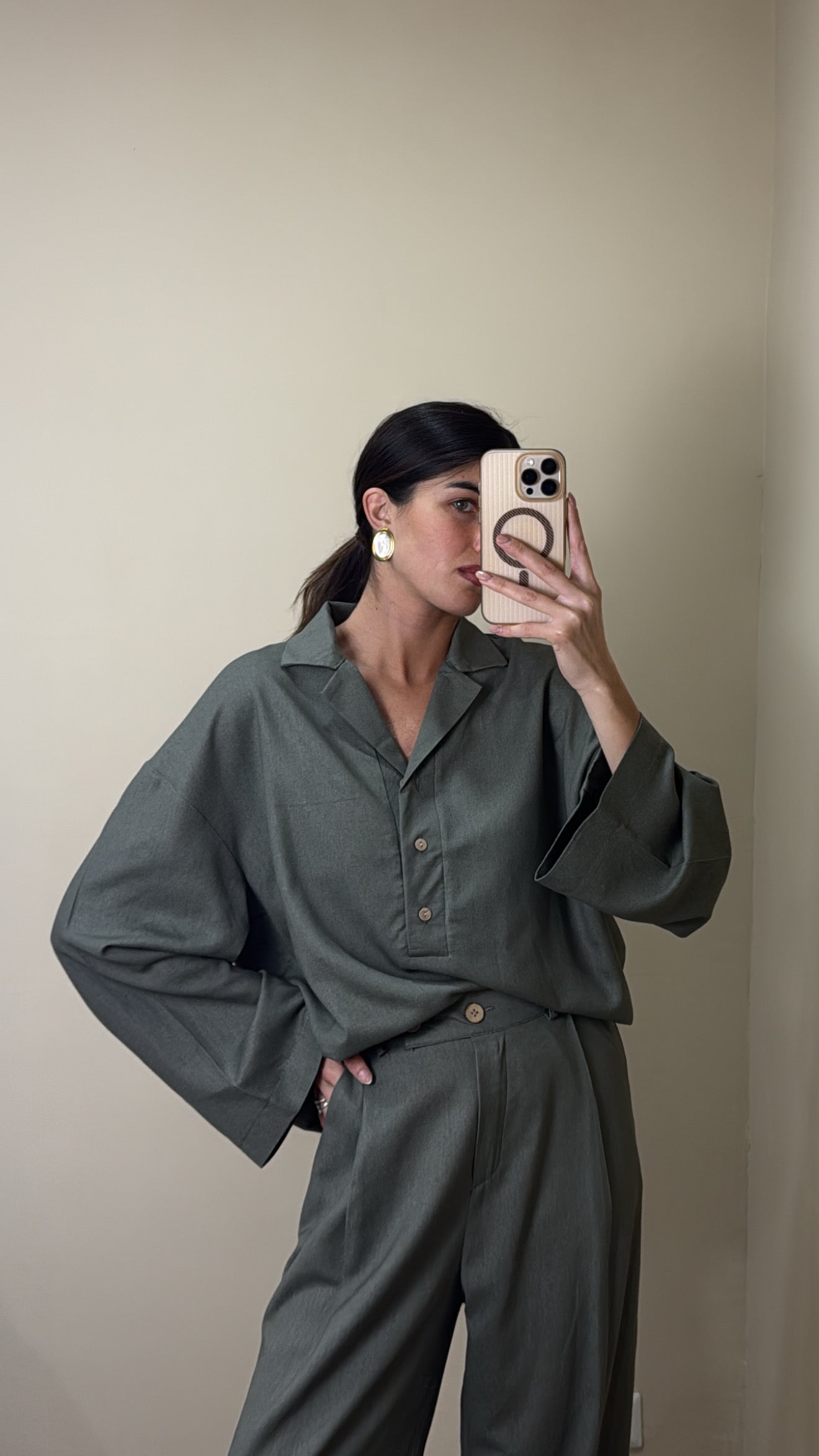 Camicia in lino verde - LadyB Shop Online