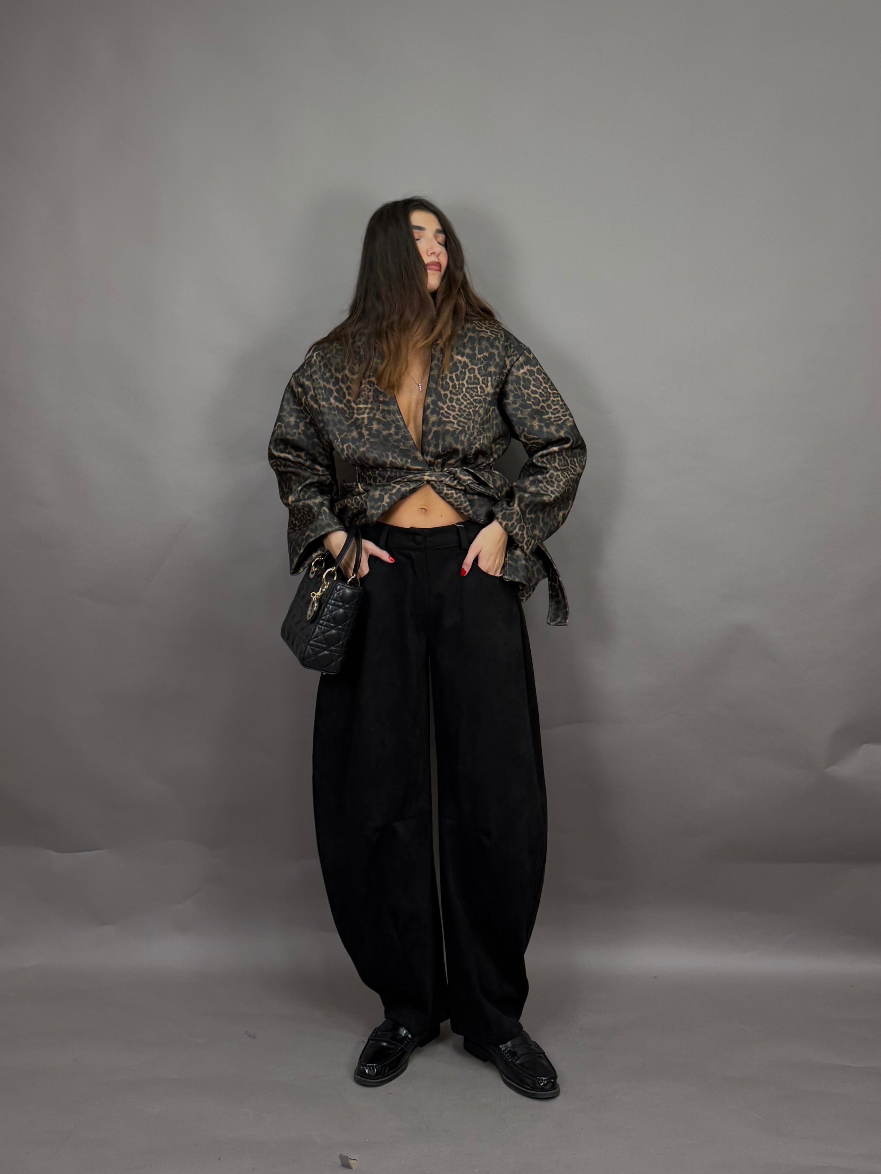 Pantalone scamosciato nero