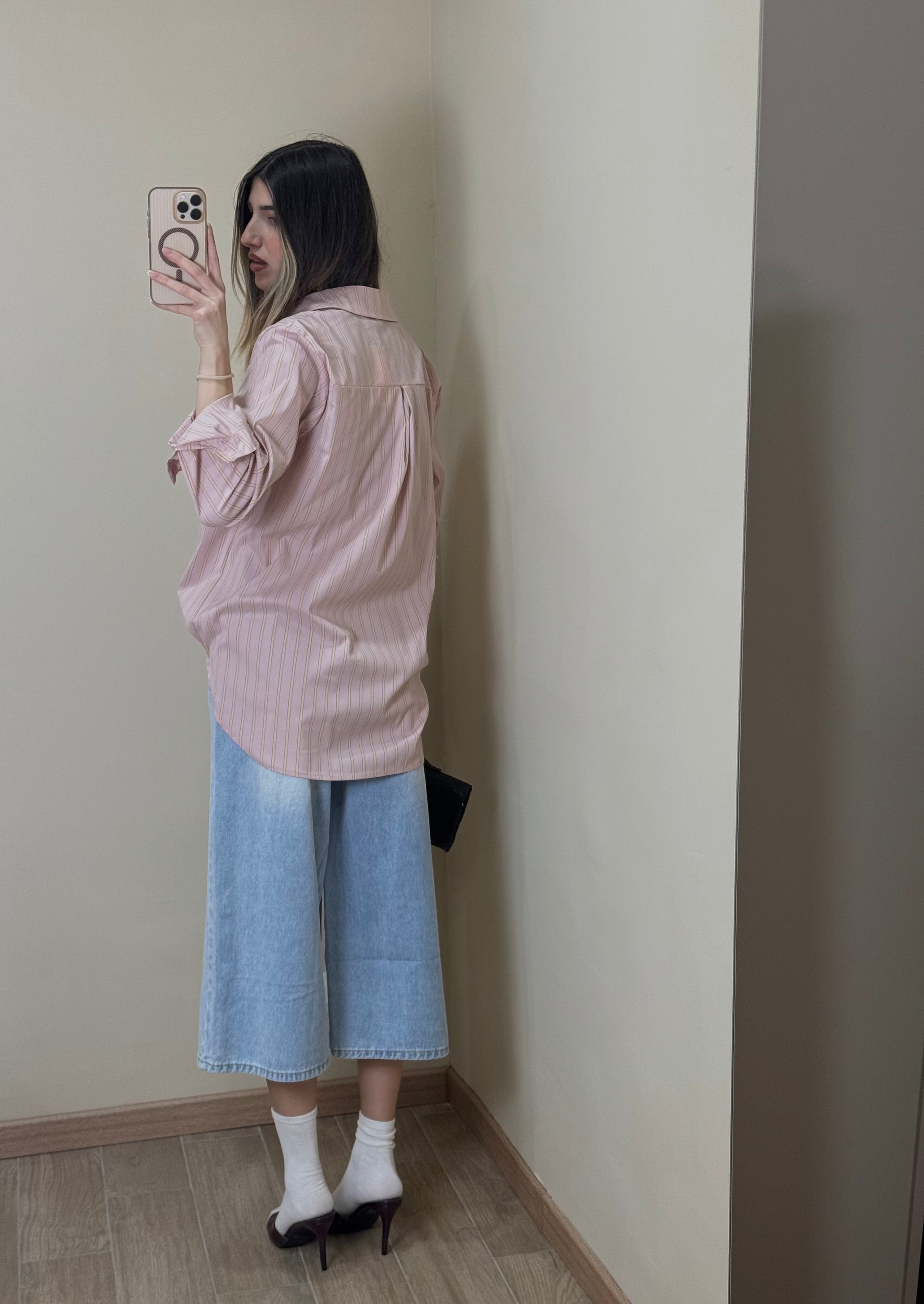 Camicia rosa righe gialle - LadyB Shop Online