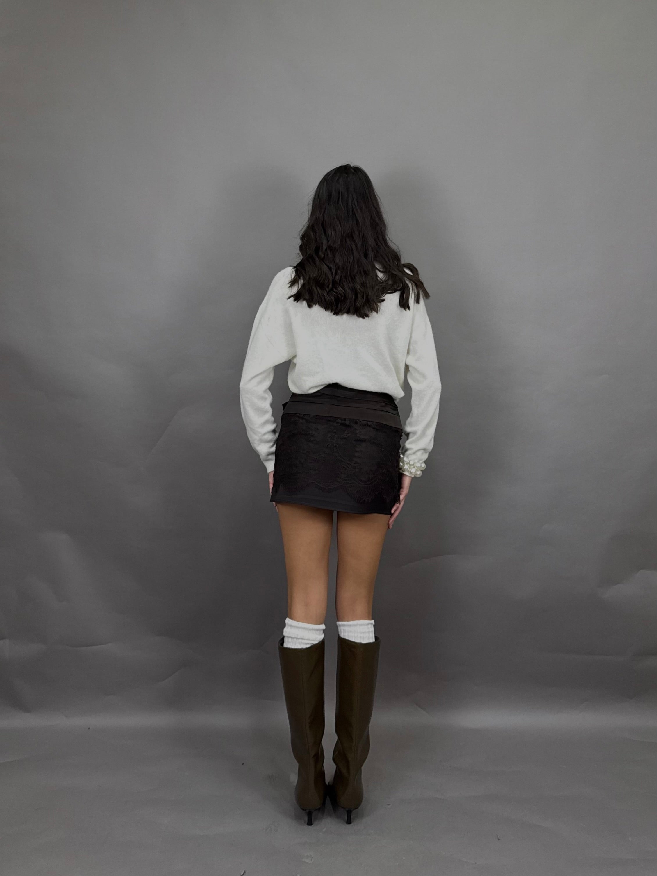 Gonna lumina fiocco marrone